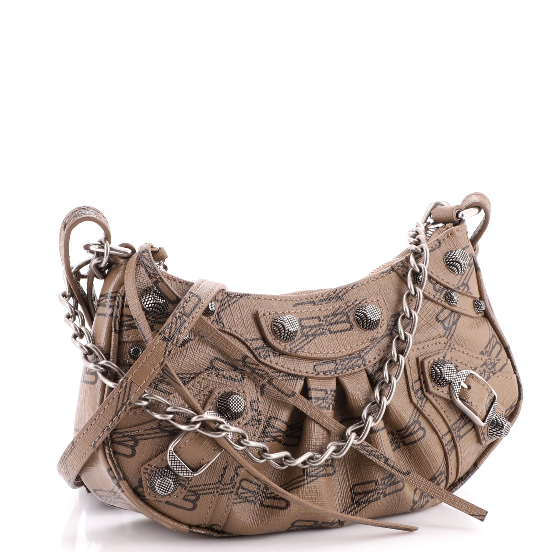 Le Cagole Giant Studs Shoulder Bag BB Monogram Coated Canvas Mini