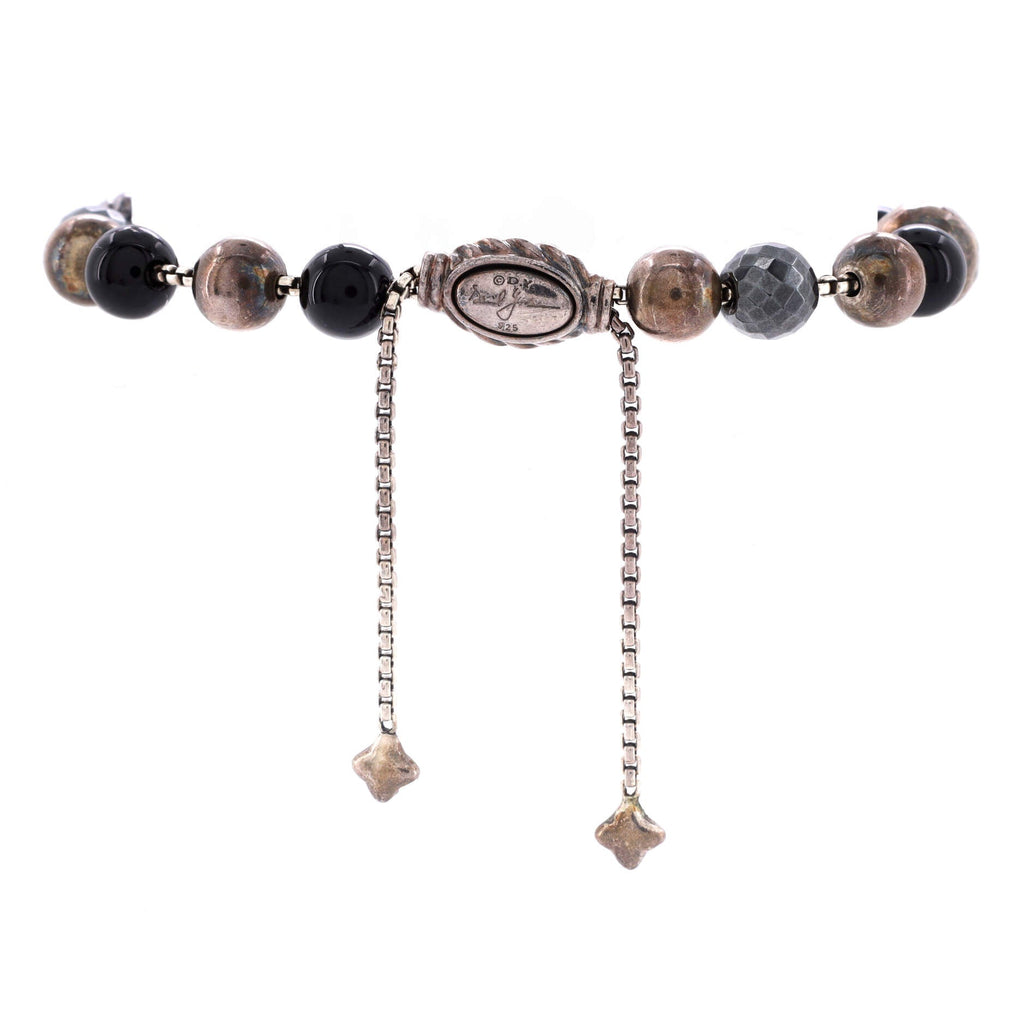 Elements Bead Bracelet Sterling Silver with Onyx and Hematite 14mm