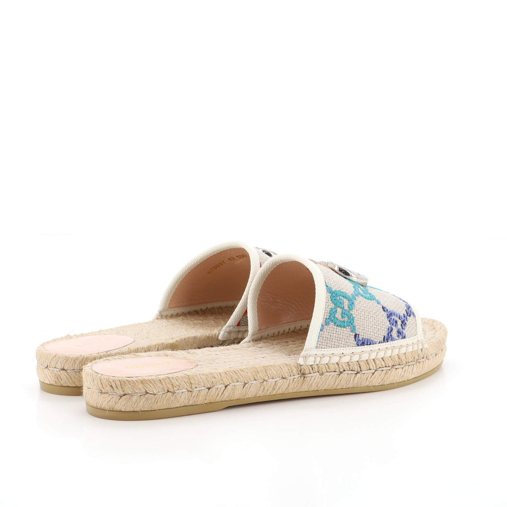Women's GG Marmont Espadrilles Slide Sandals Multicolor GG Linen