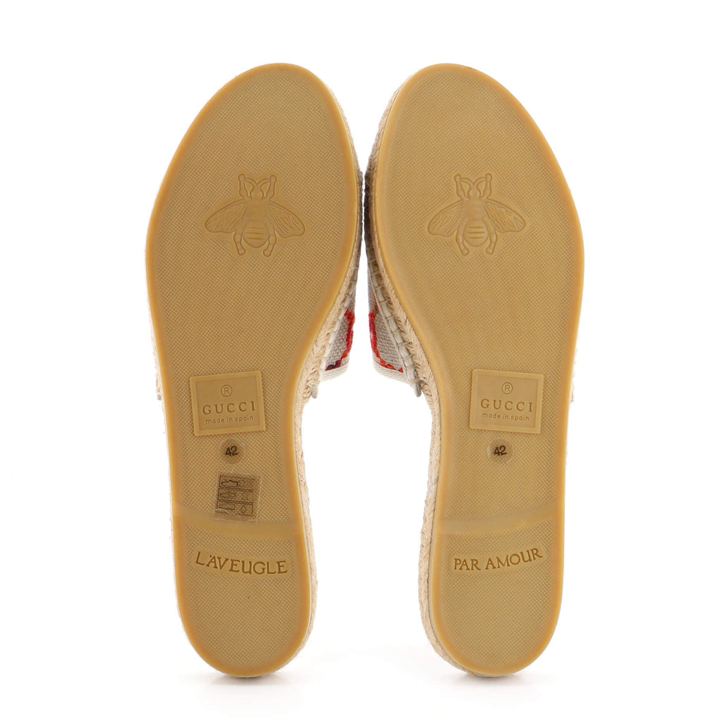 Women's GG Marmont Espadrilles Slide Sandals Multicolor GG Linen