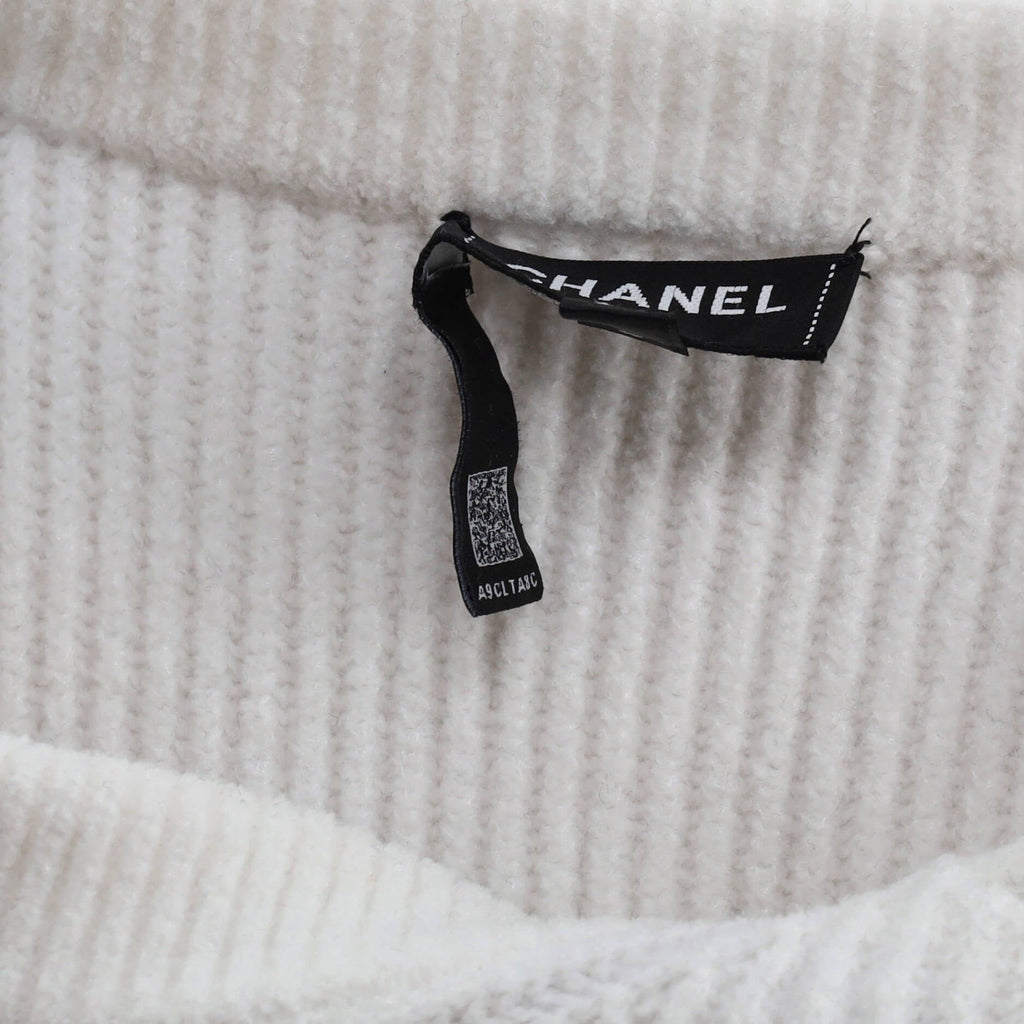 Women's CC Stripe Crewneck Sweater Viscose and Cotton Blend
