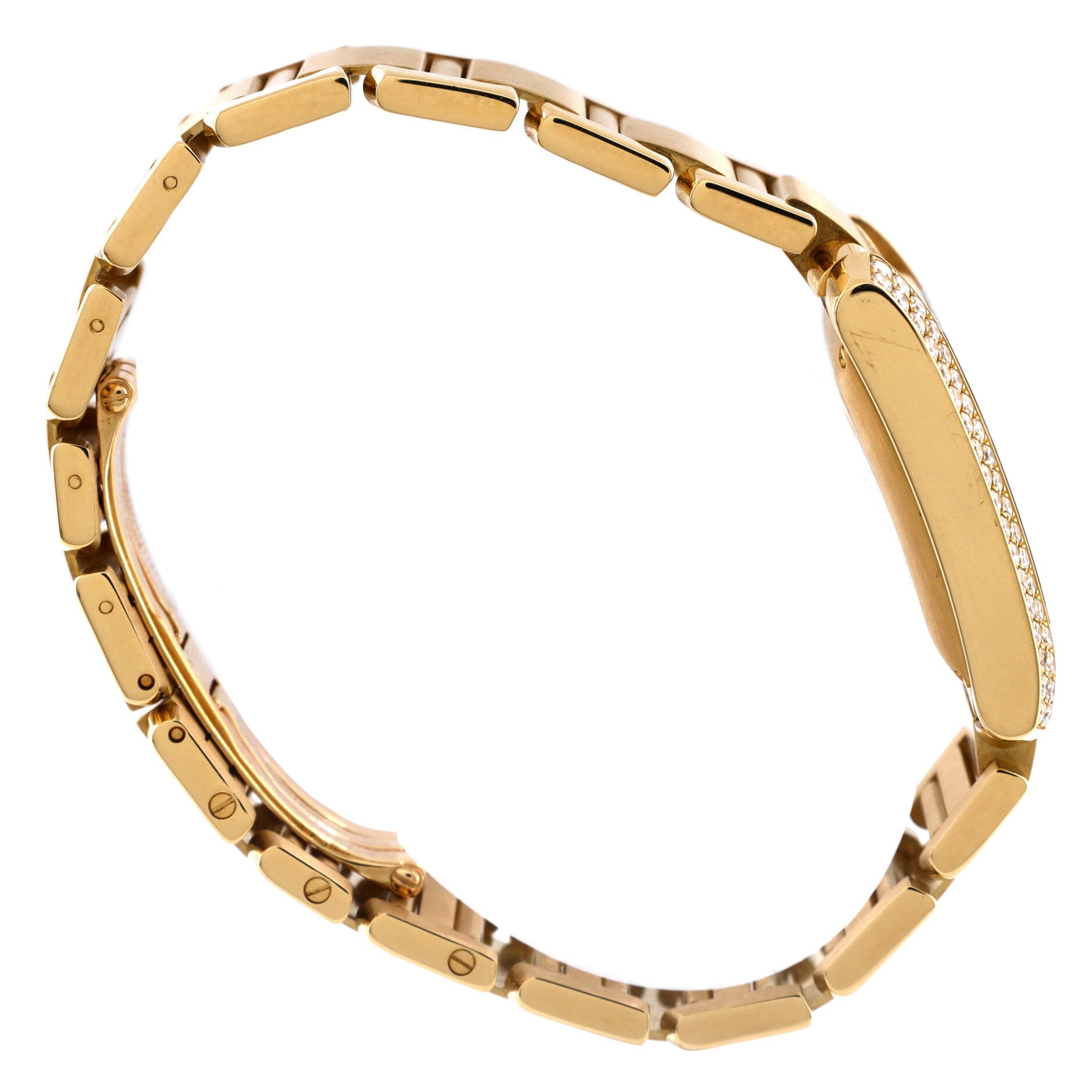 Tank Francaise Automatic Watch Yellow Gold with Diamond Bezel 28