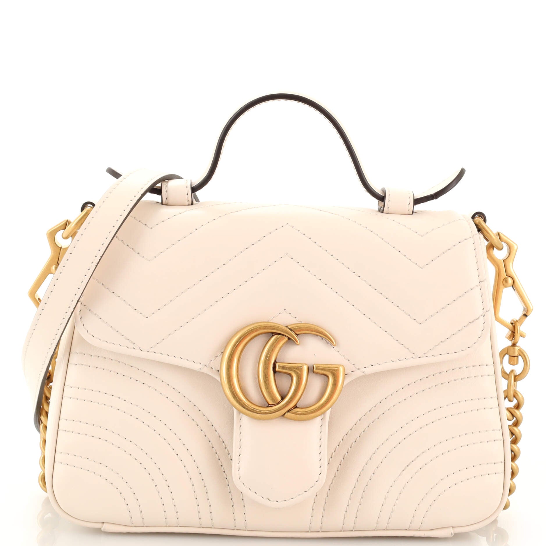GG Marmont Top Handle Flap Bag Matelasse Leather Mini