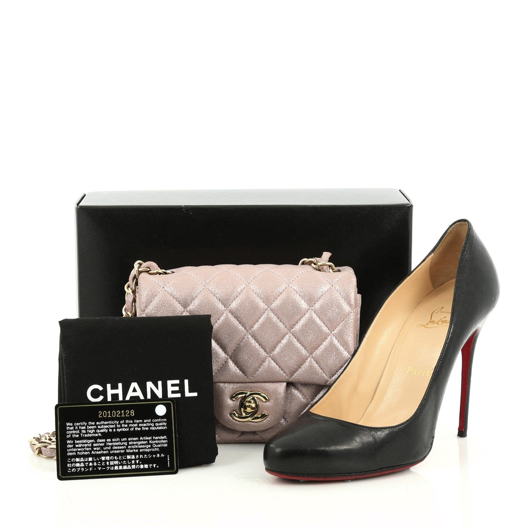 Square Classic Single Flap Bag Quilted Lambskin Mini