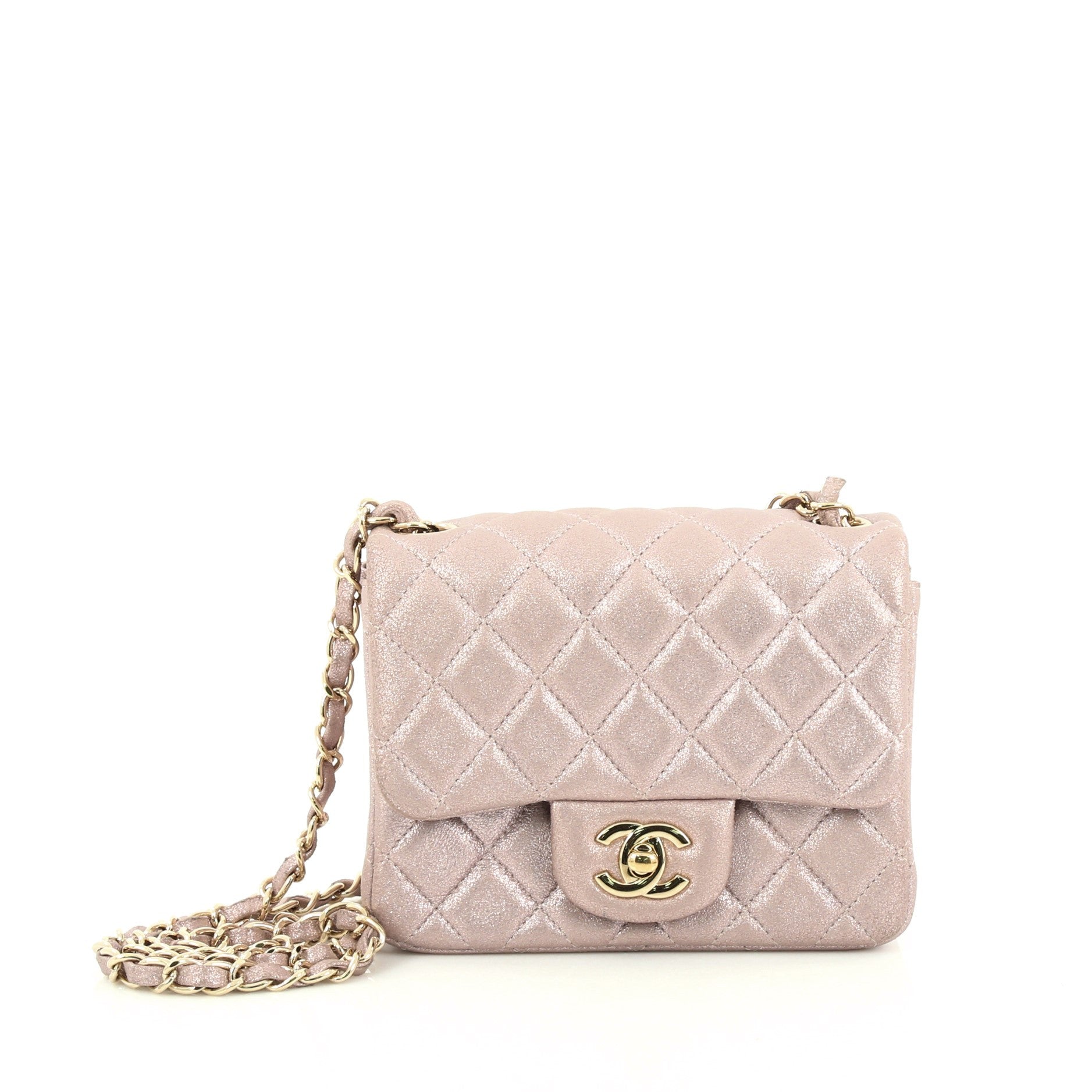 Square Classic Single Flap Bag Quilted Lambskin Mini
