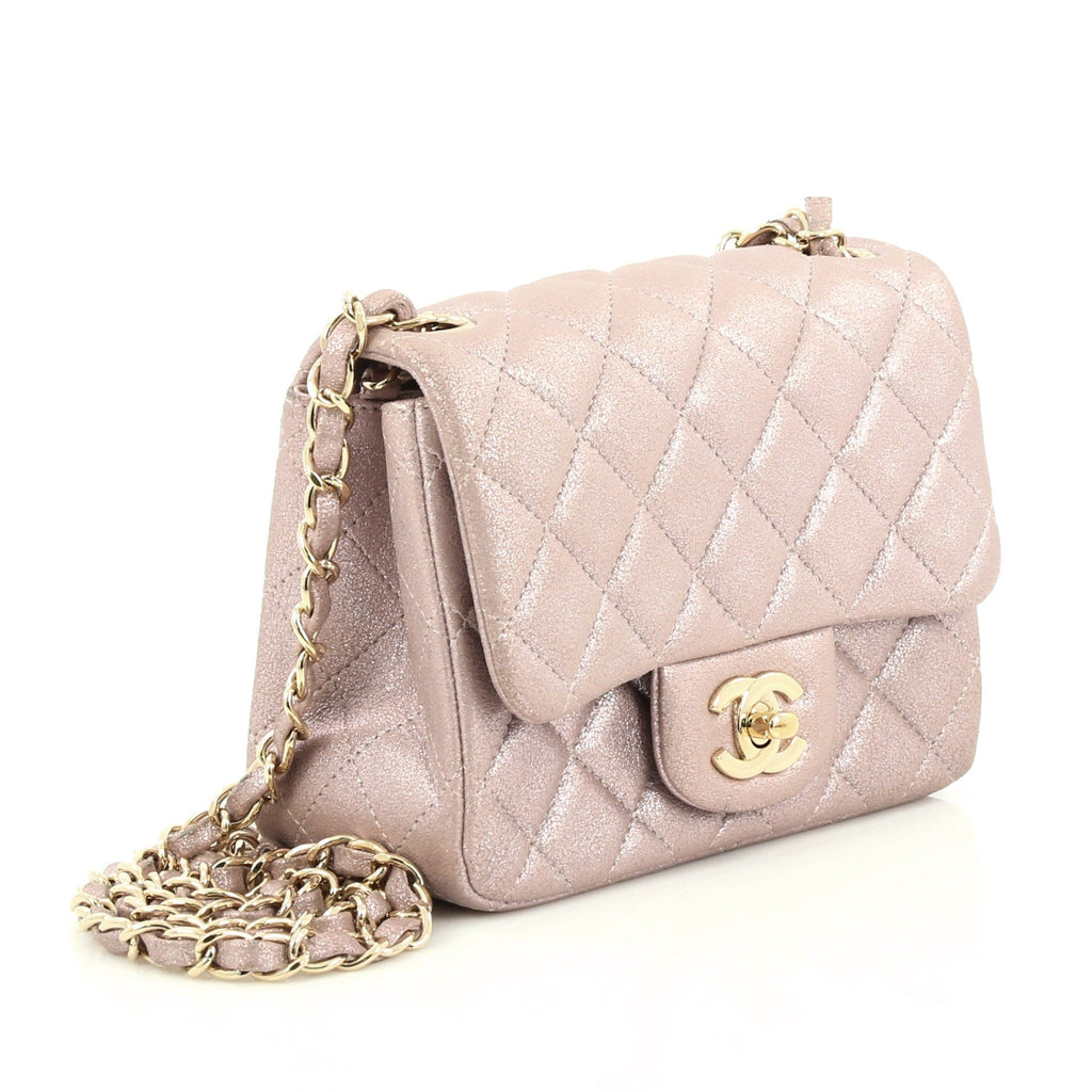 Square Classic Single Flap Bag Quilted Lambskin Mini