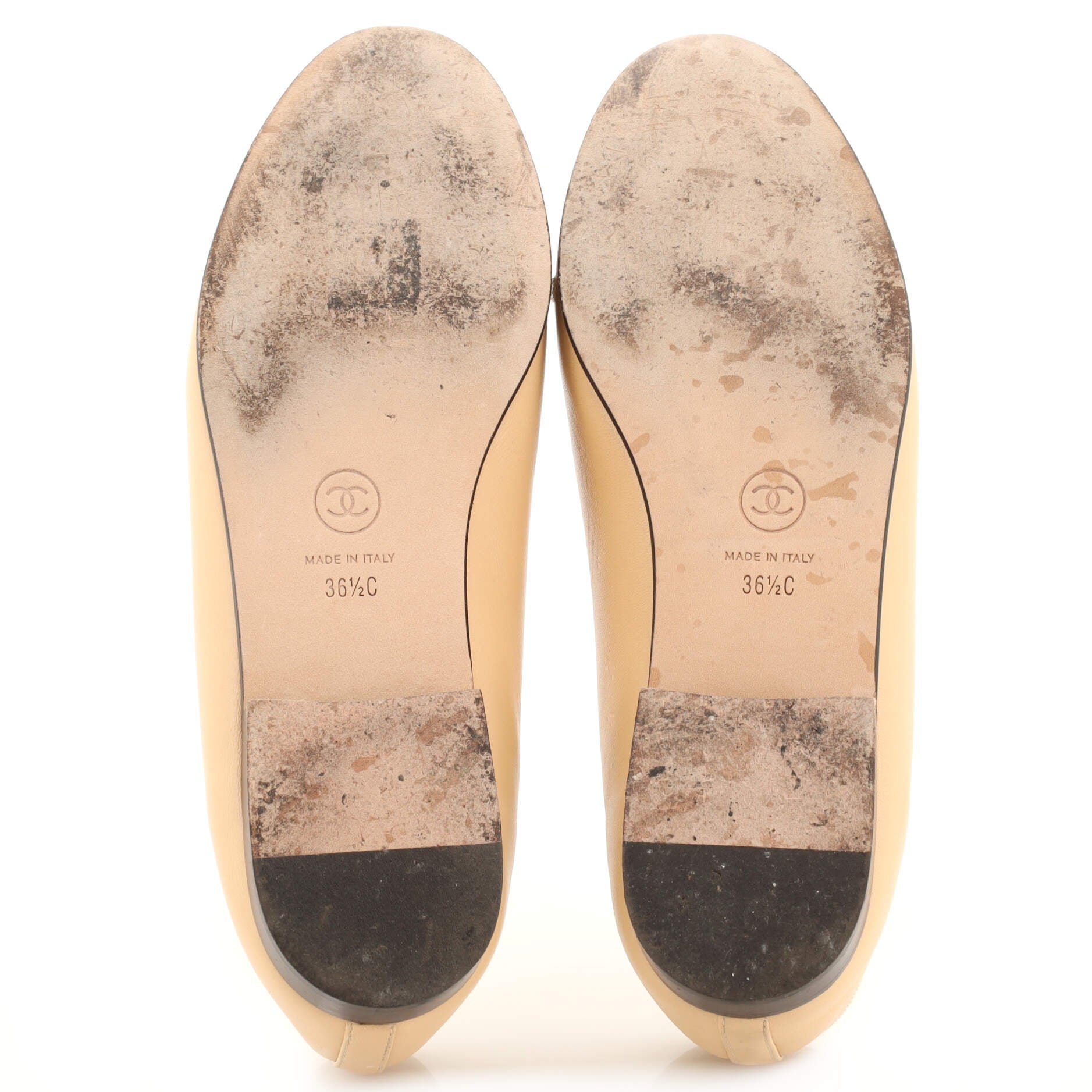 Women's CC Cap Toe Bow Ballerina Flats Leather