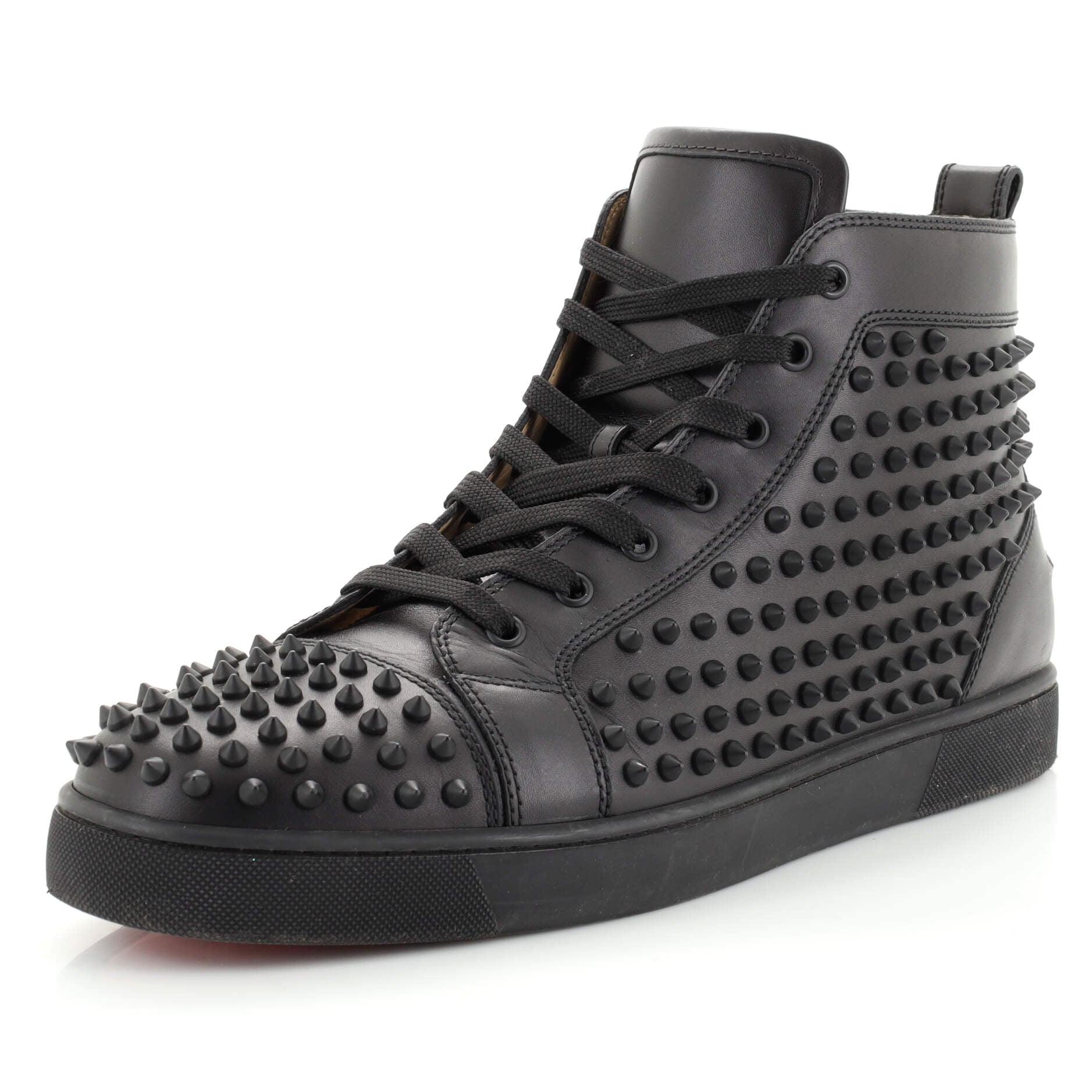 Men's Louis Spikes Flat High-Top Sneakers Studded Leather