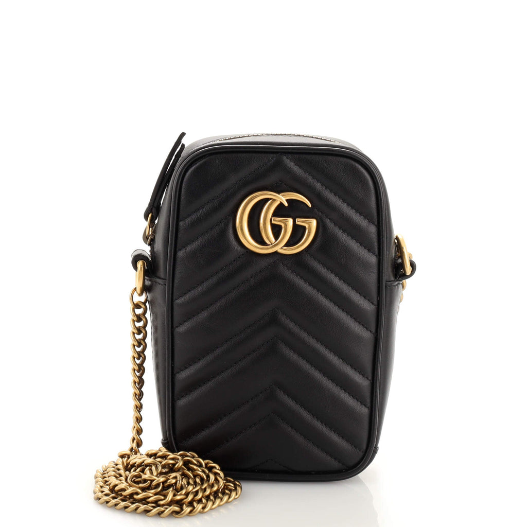 GG Marmont Vertical Phone Crossbody Bag Matelasse Leather Mini