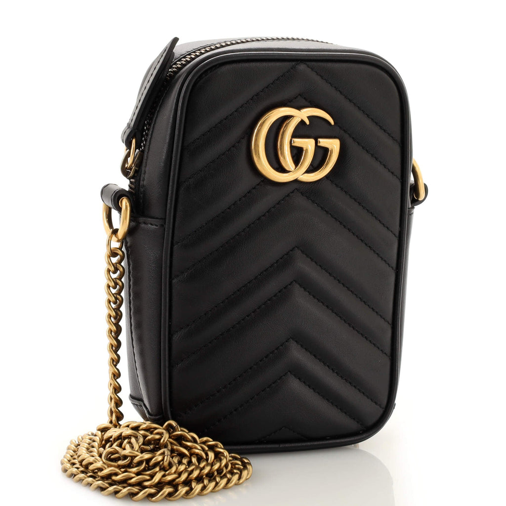GG Marmont Vertical Phone Crossbody Bag Matelasse Leather Mini