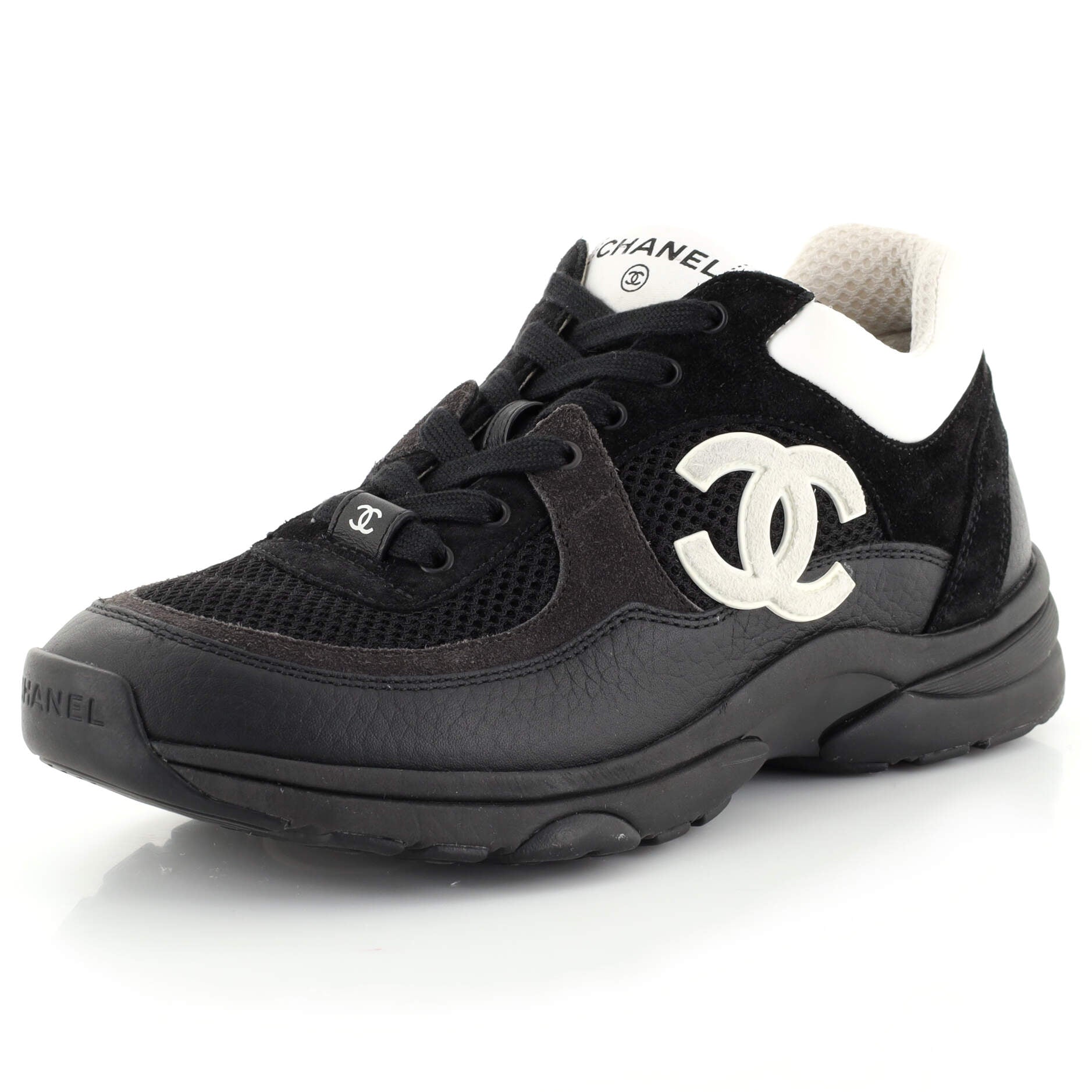 Women's CC Low-Top Sneakers Leather and Fabric with Suede