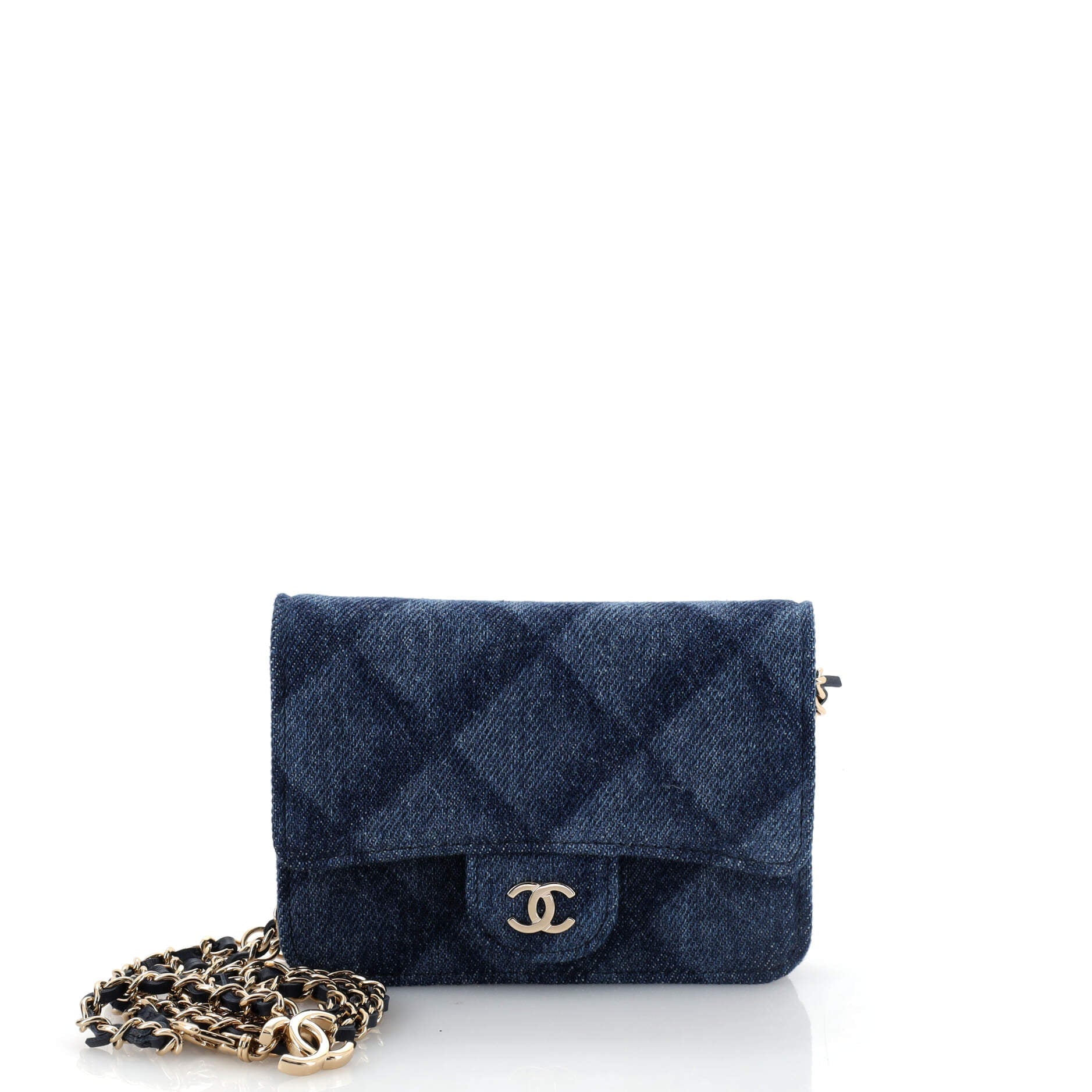 Classic Flap Belt Bag 3D Quilt Printed Denim Mini