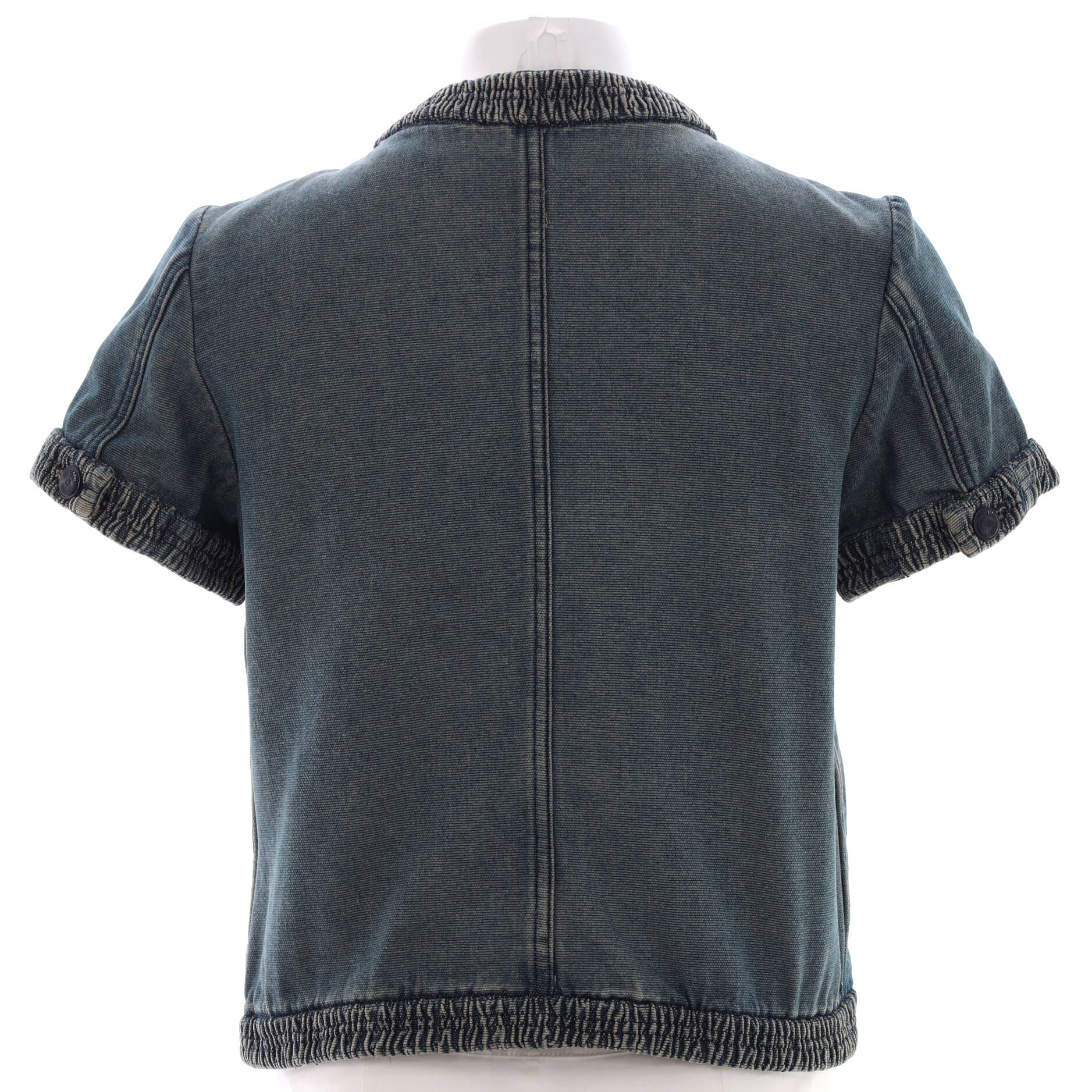 Women's Vintage Short Sleeve Four Pocket Button Up Jacket Denim