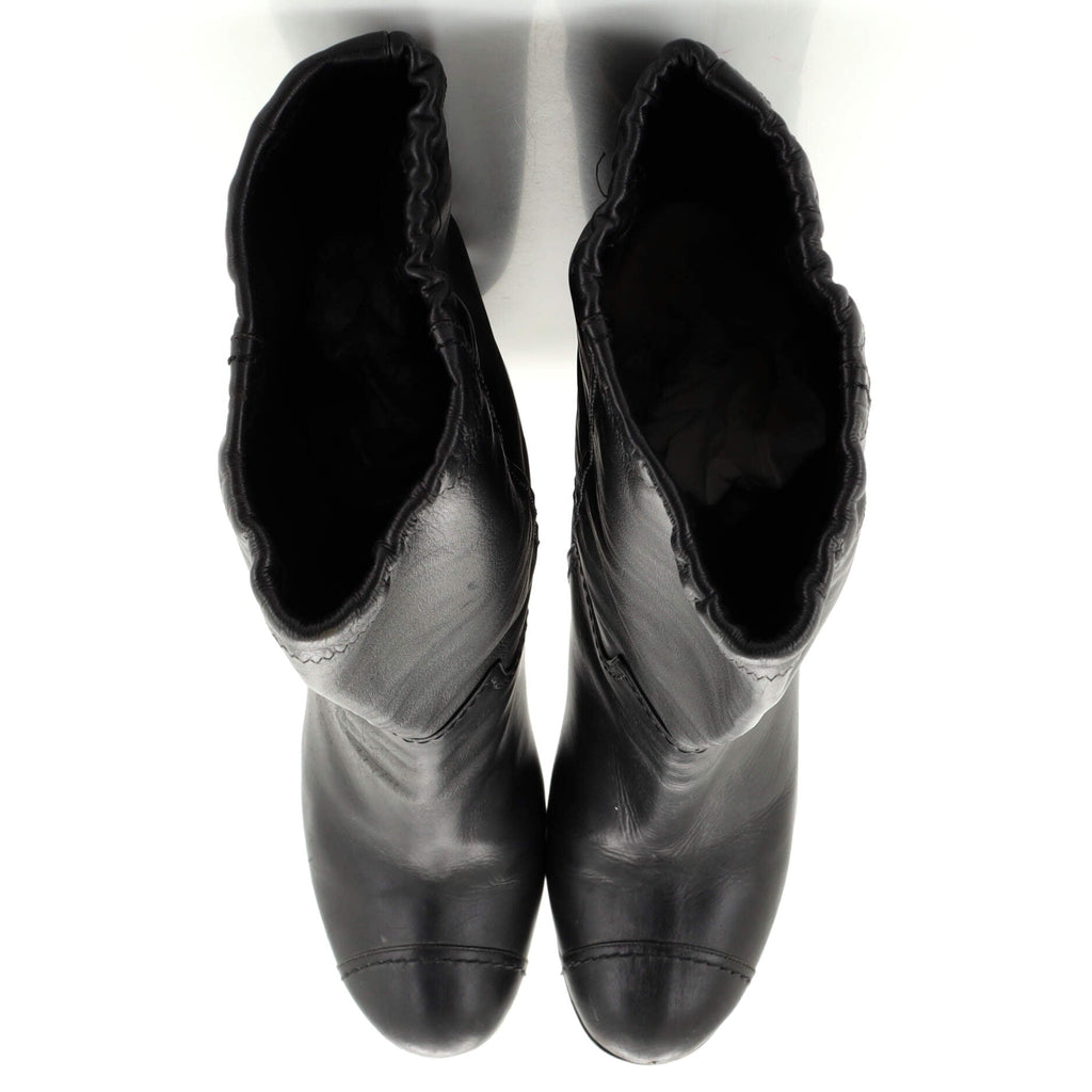Women's CC Wedge Boots Leather with Beaded Detail