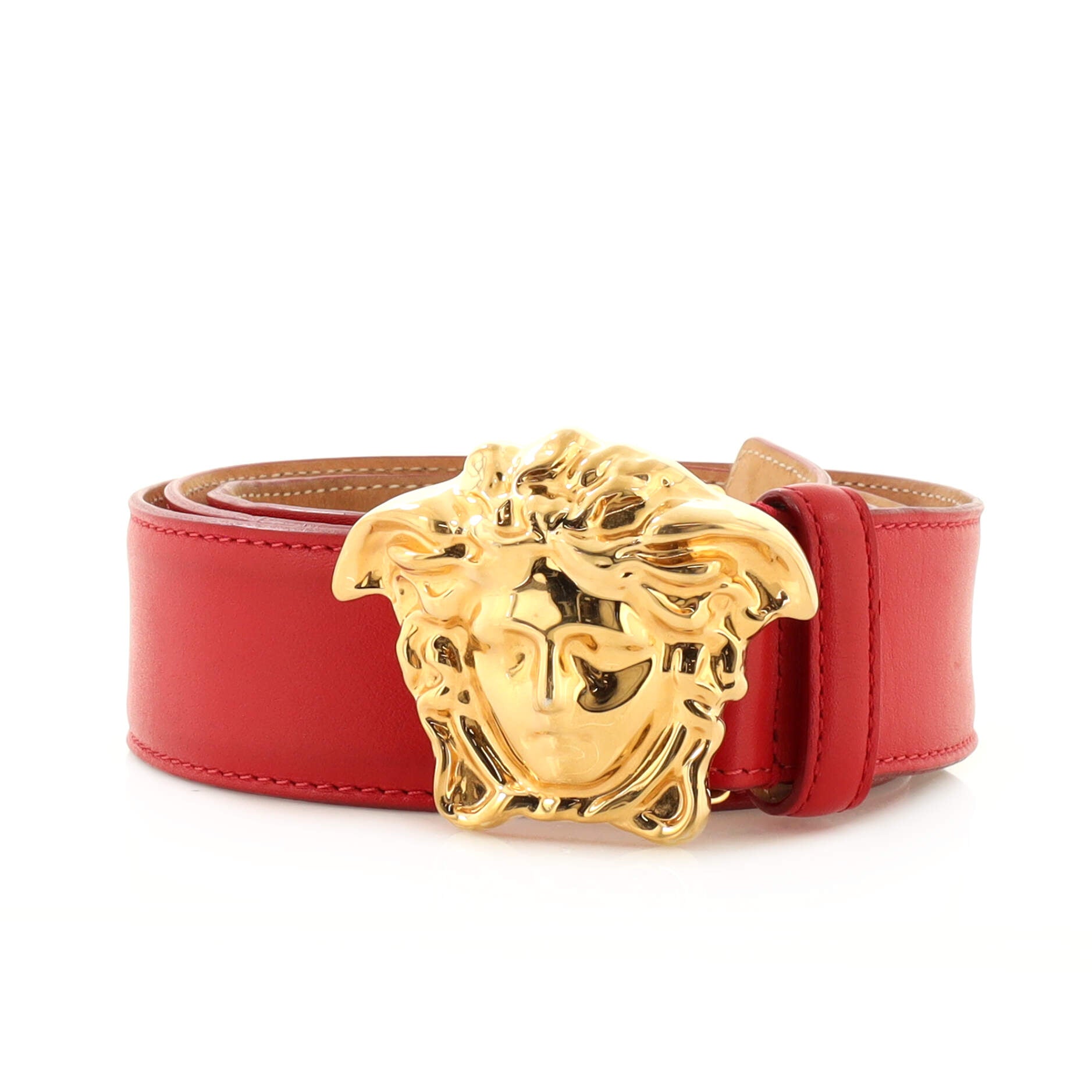 Medusa Buckle Belt Leather Wide 105