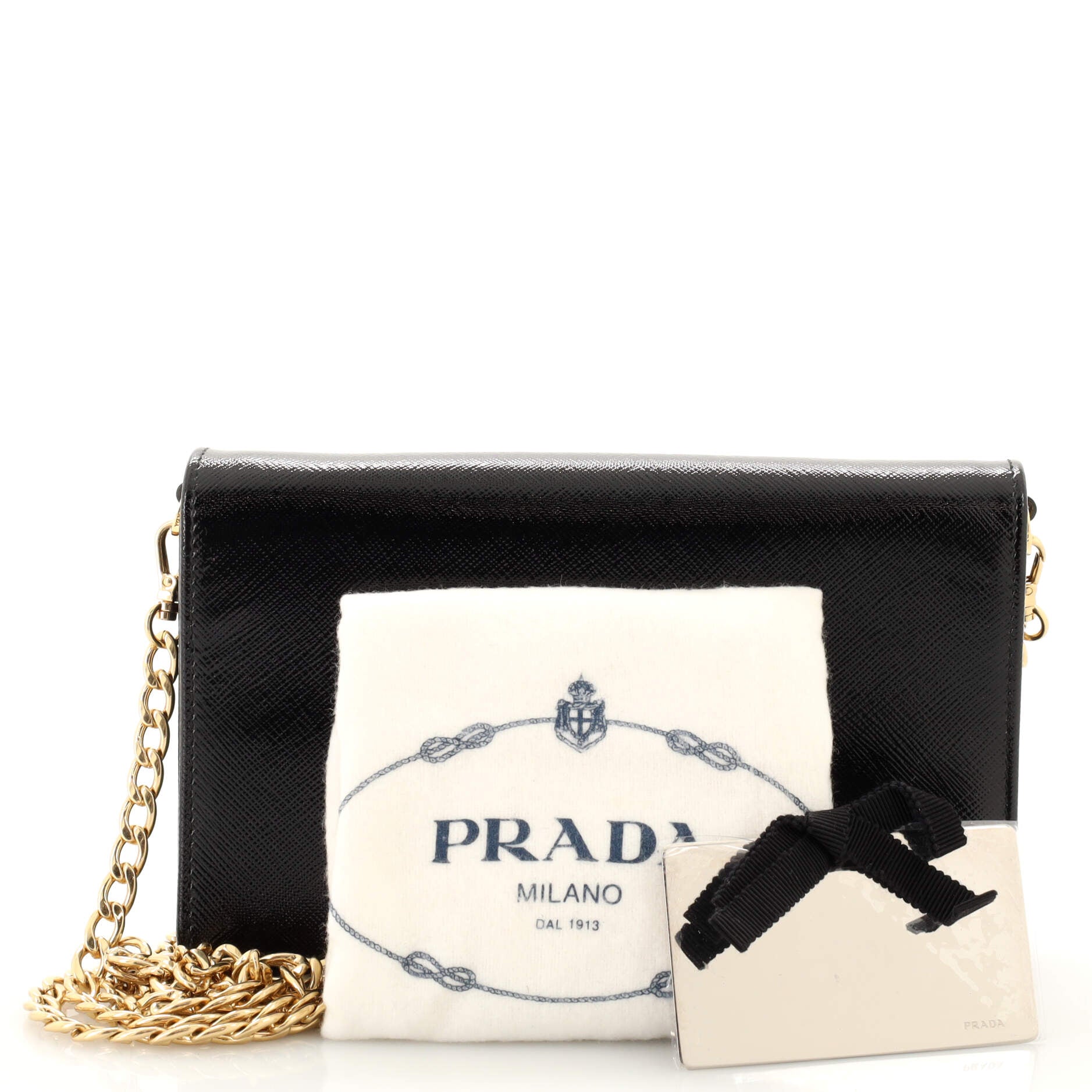Flip Lock Wallet on Chain Clutch Vernice Saffiano Leather Small