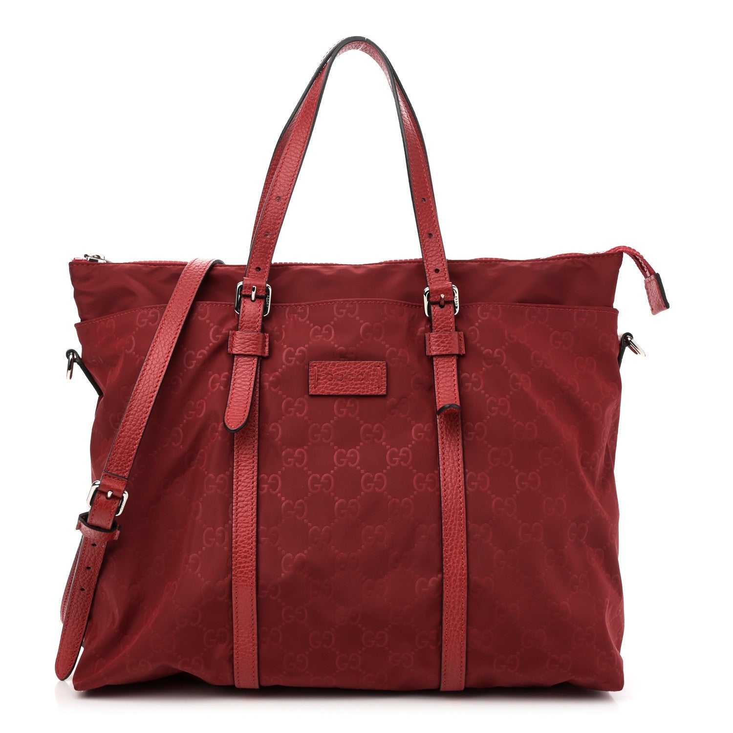 Nylon Monogram Dollar Calfskin Tote Vibrant Red