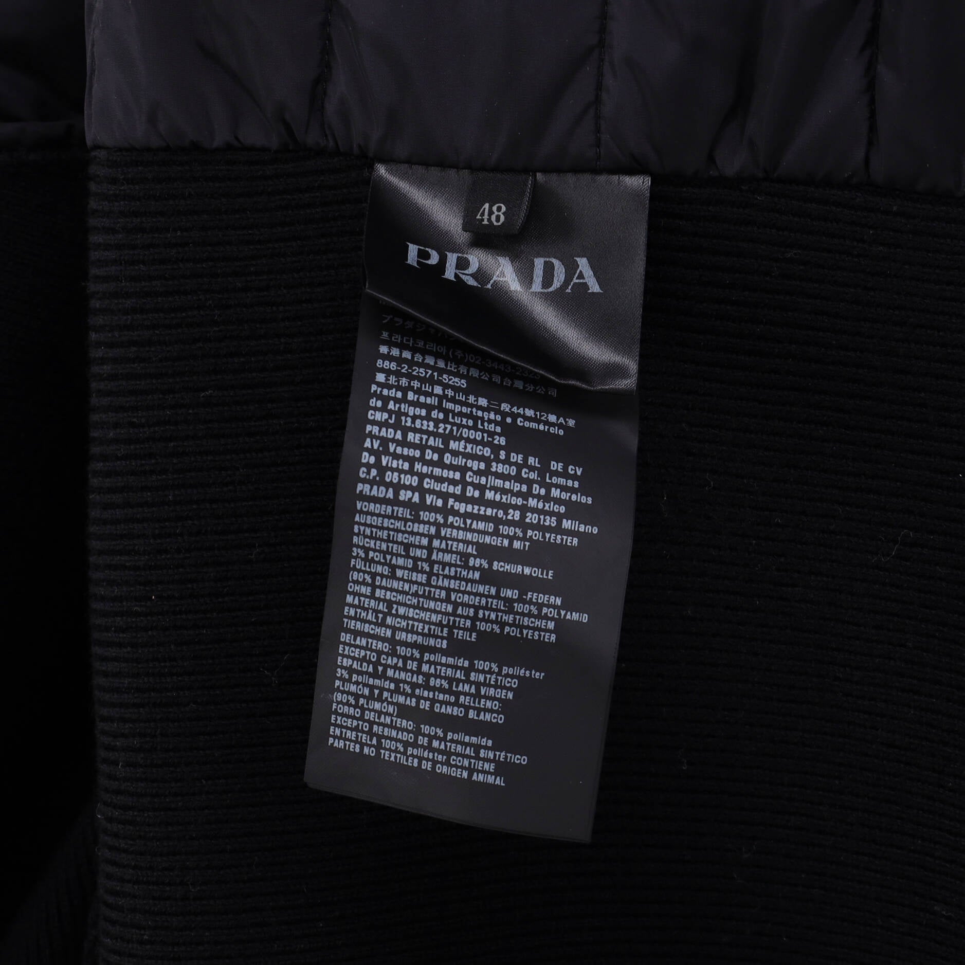 Men's Switching Zip Up Puffer Jacket Polyamide with Down and Wool Blend
