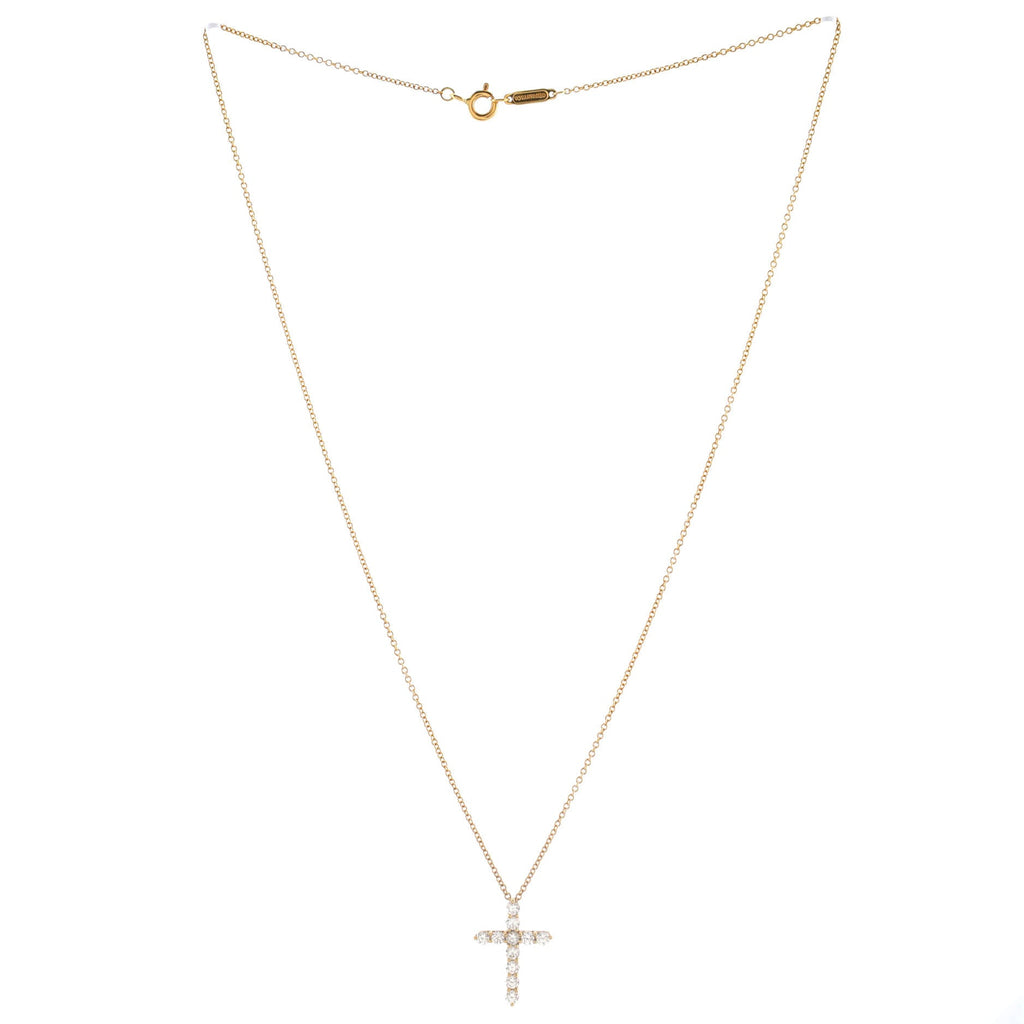 Cross Pendant Necklace 18K Yellow Gold with Diamonds Small