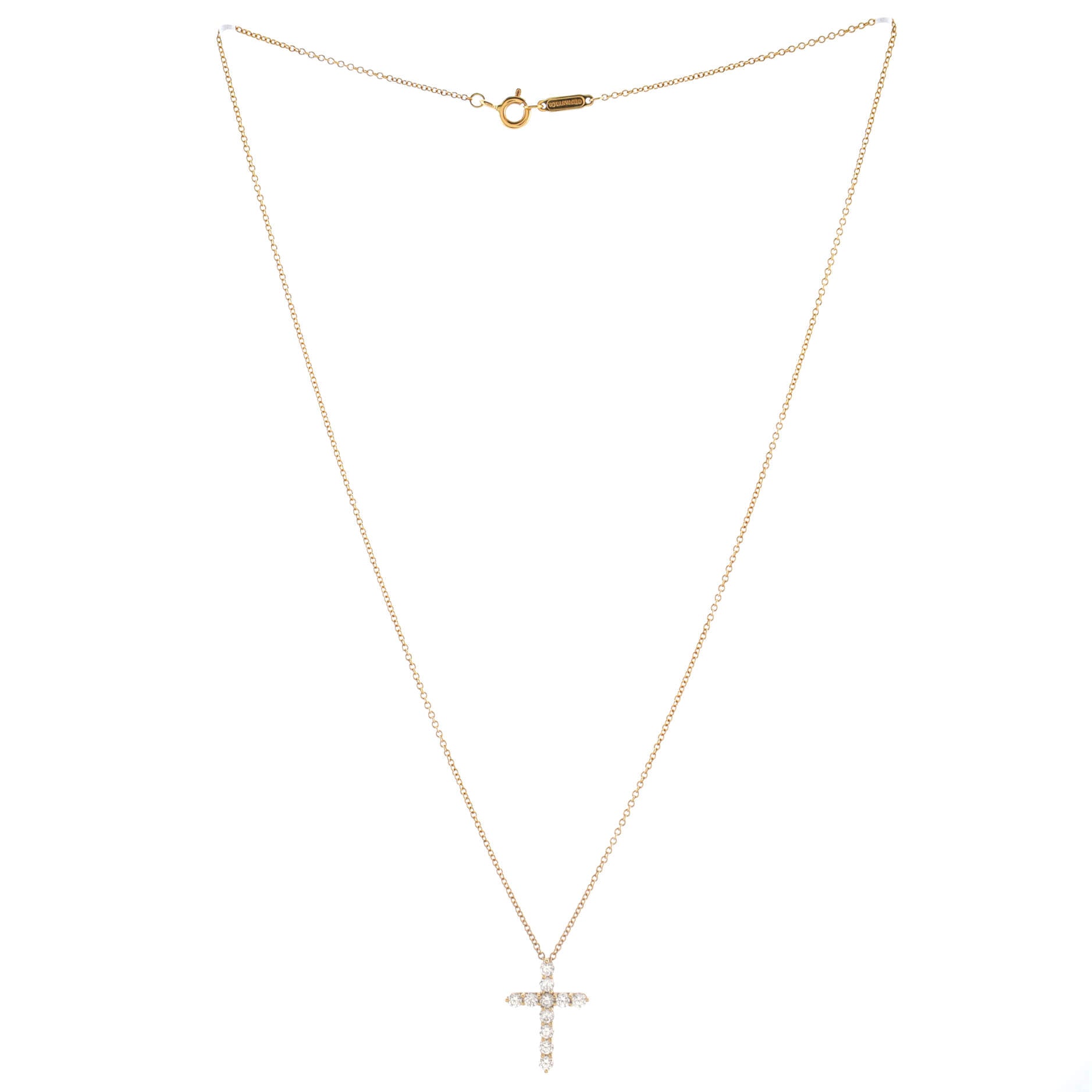 Cross Pendant Necklace 18K Yellow Gold with Diamonds Small