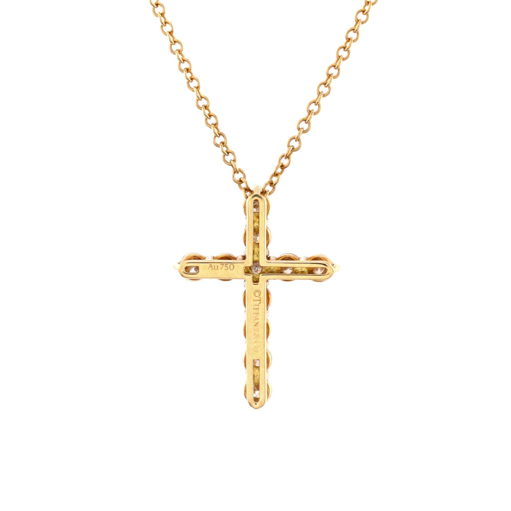 Cross Pendant Necklace 18K Yellow Gold with Diamonds Small