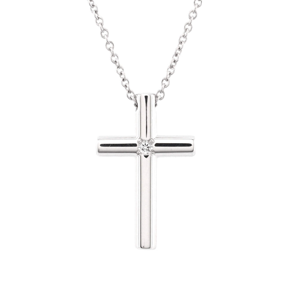 Cross Pendant Necklace 18K White Gold with Diamond
