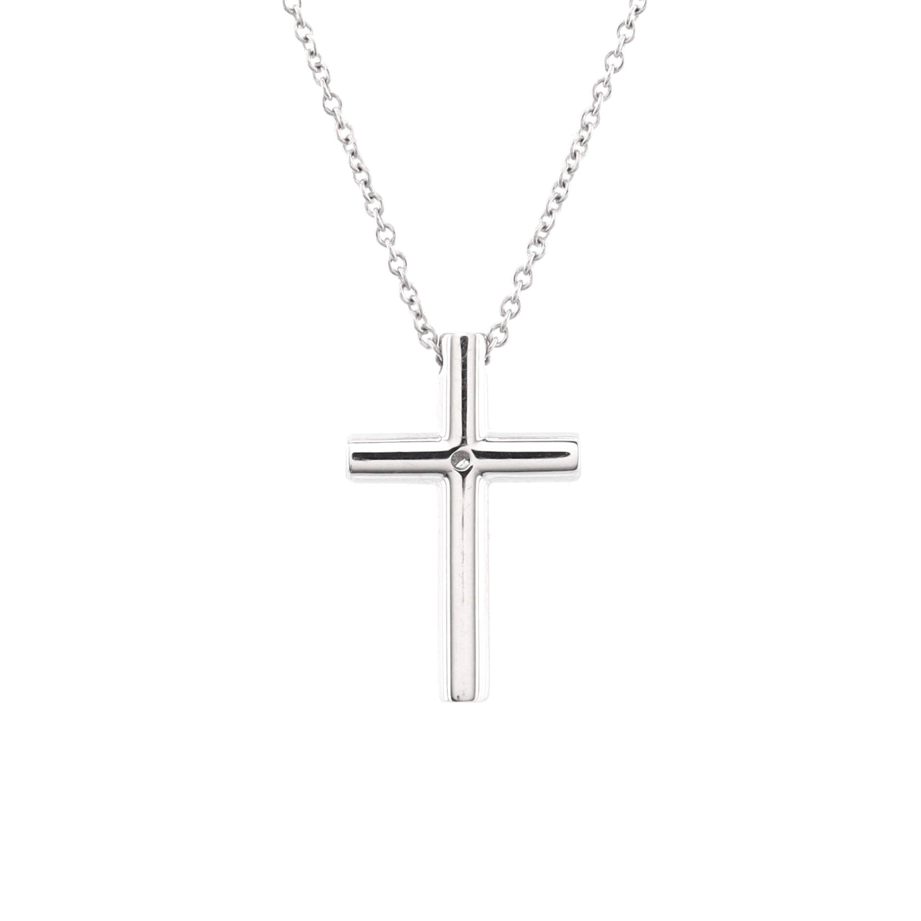 Cross Pendant Necklace 18K White Gold with Diamond