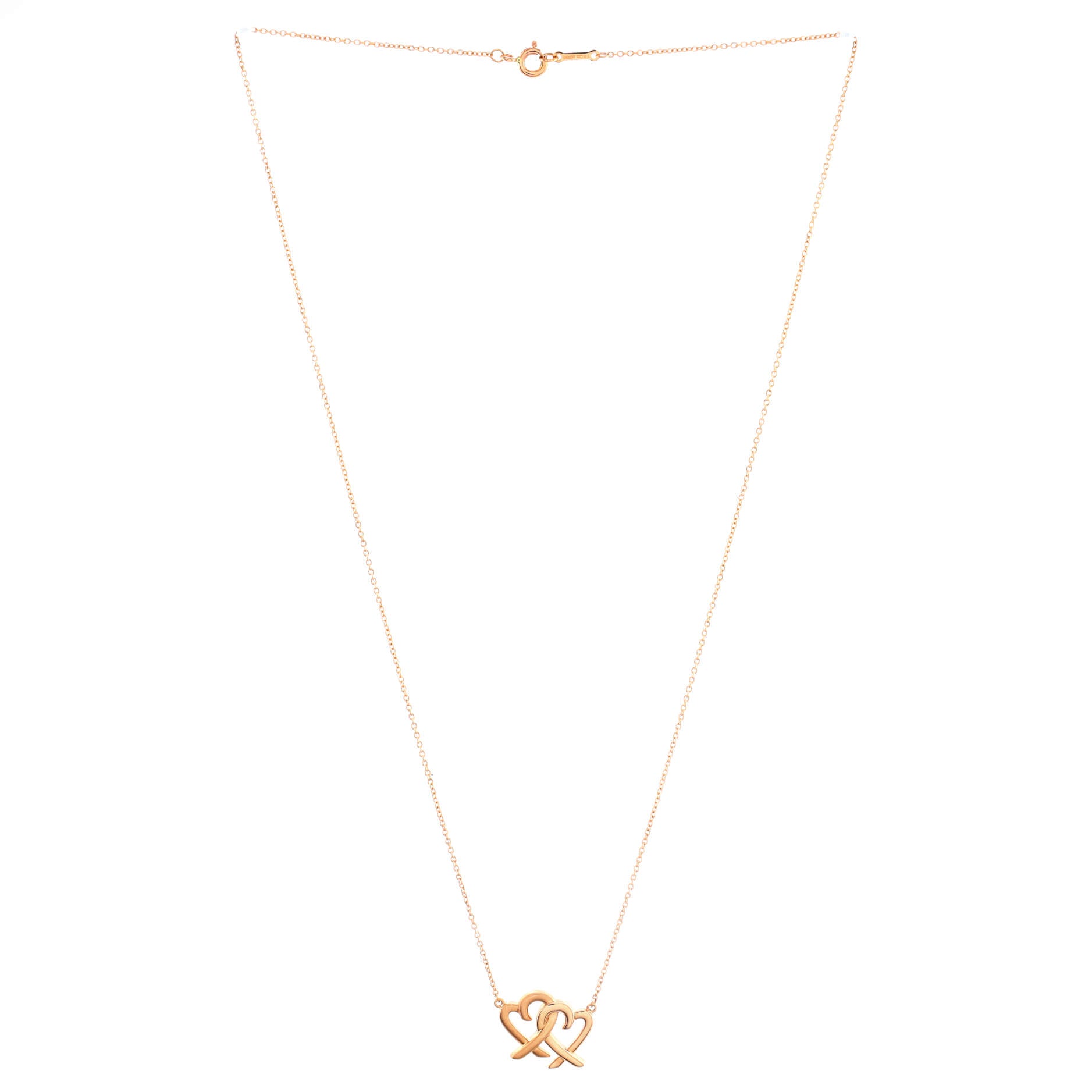 Paloma Picasso Loving Heart Interlocking Pendant Necklace 18K Rose Gold