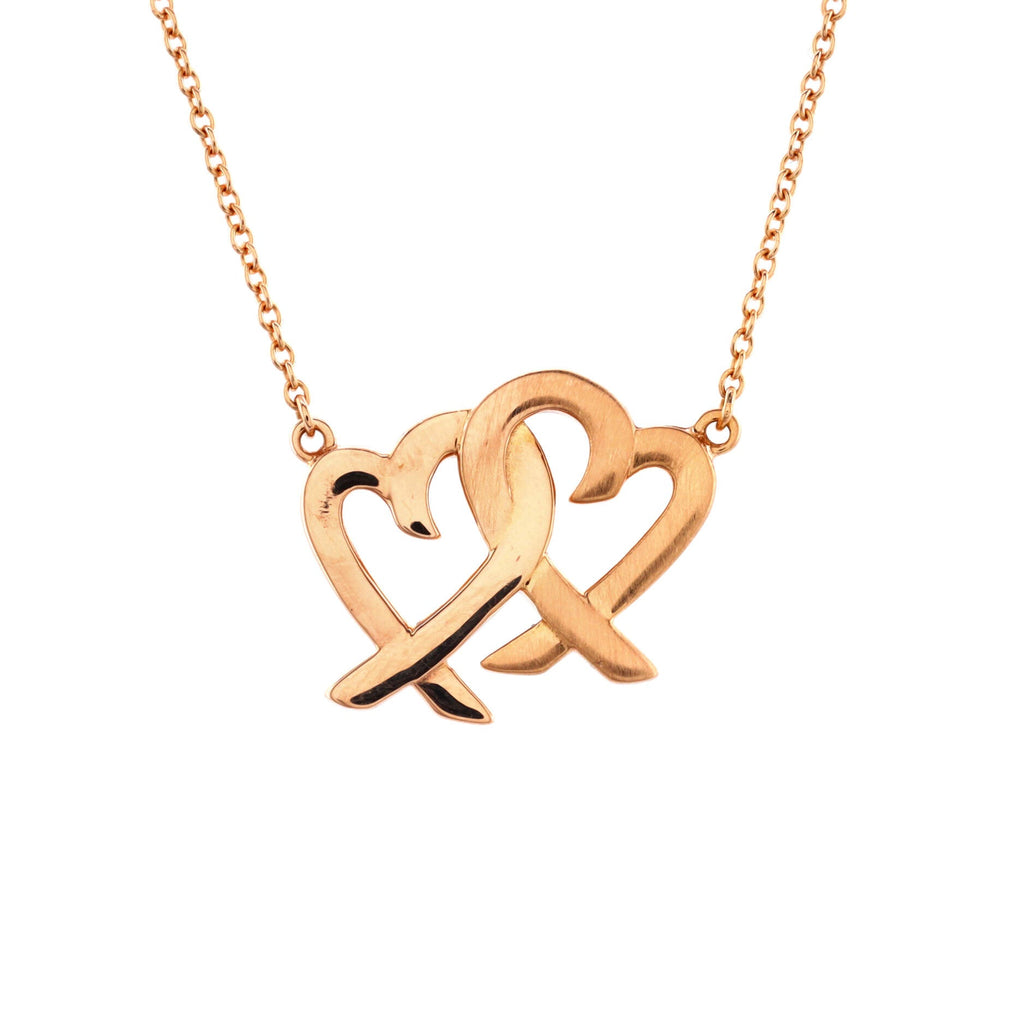 Paloma Picasso Loving Heart Interlocking Pendant Necklace 18K Rose Gold