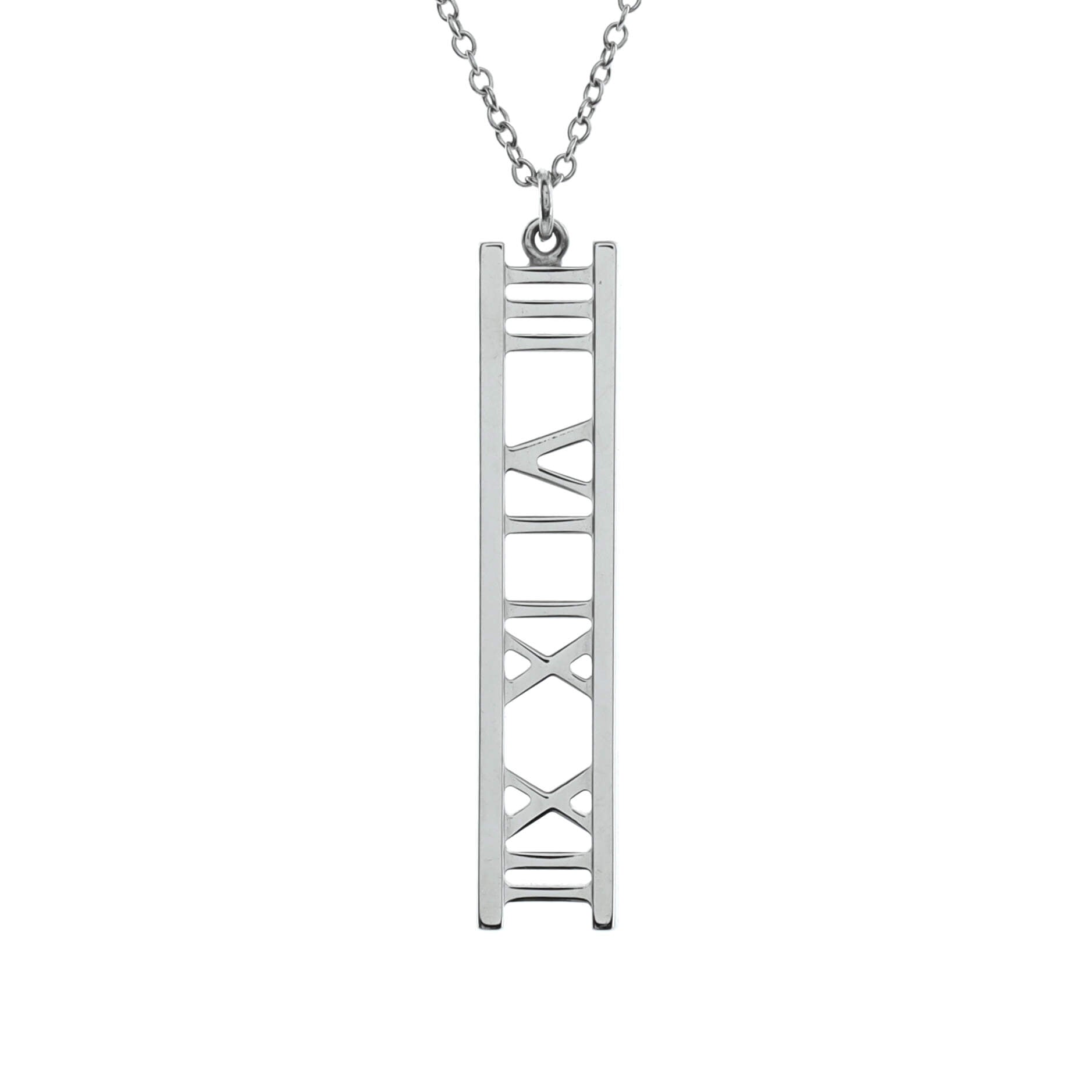 Atlas Bar Pendant Necklace 18K White Gold