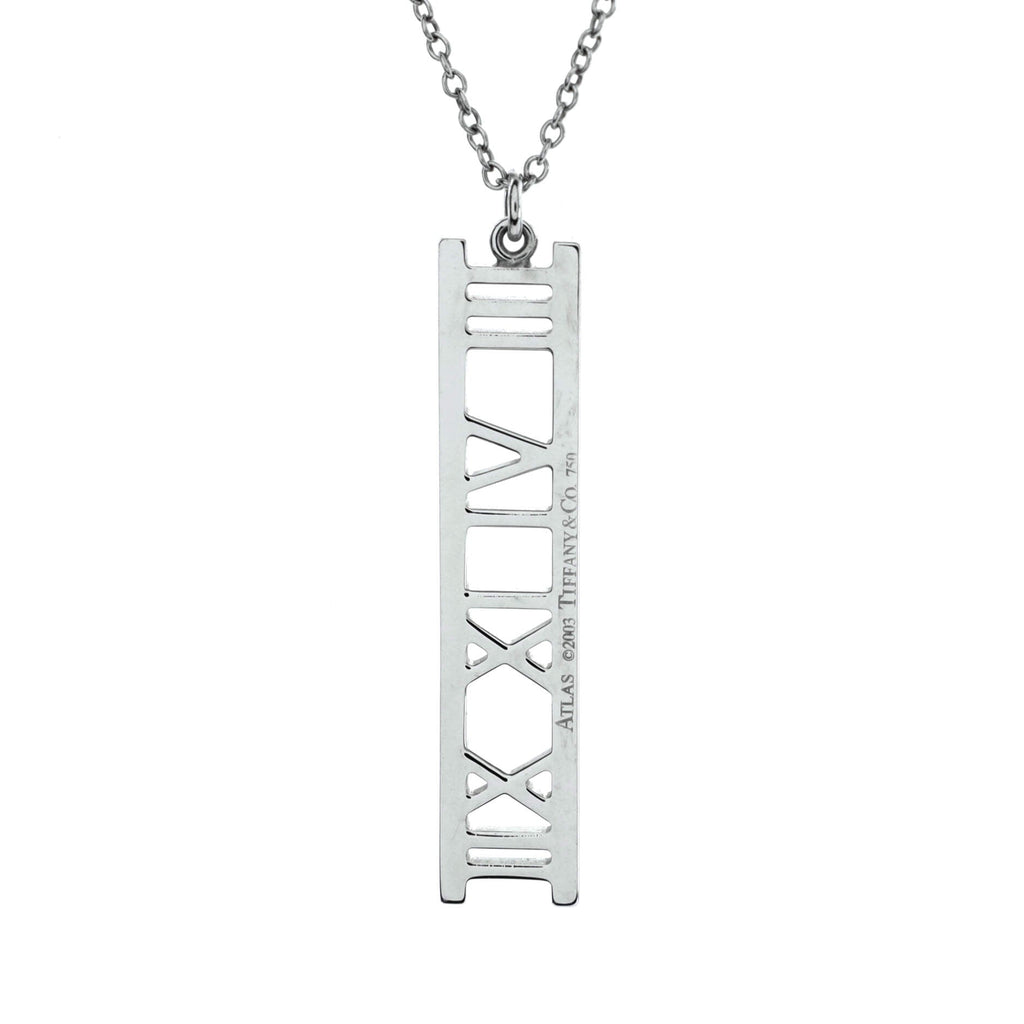 Atlas Bar Pendant Necklace 18K White Gold