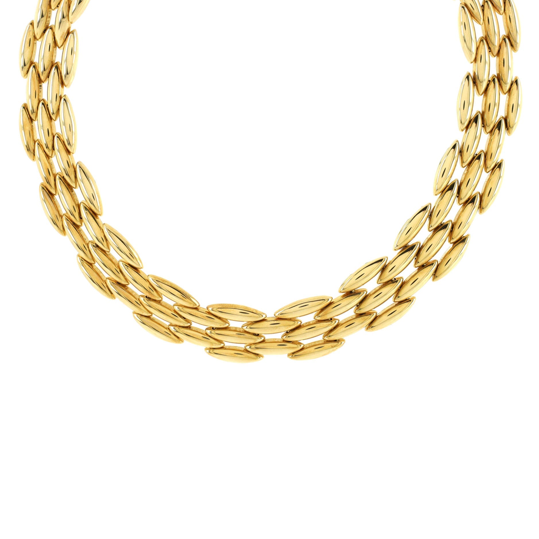 Vintage Gentiane 5 Row Link Necklace 18K Yellow Gold