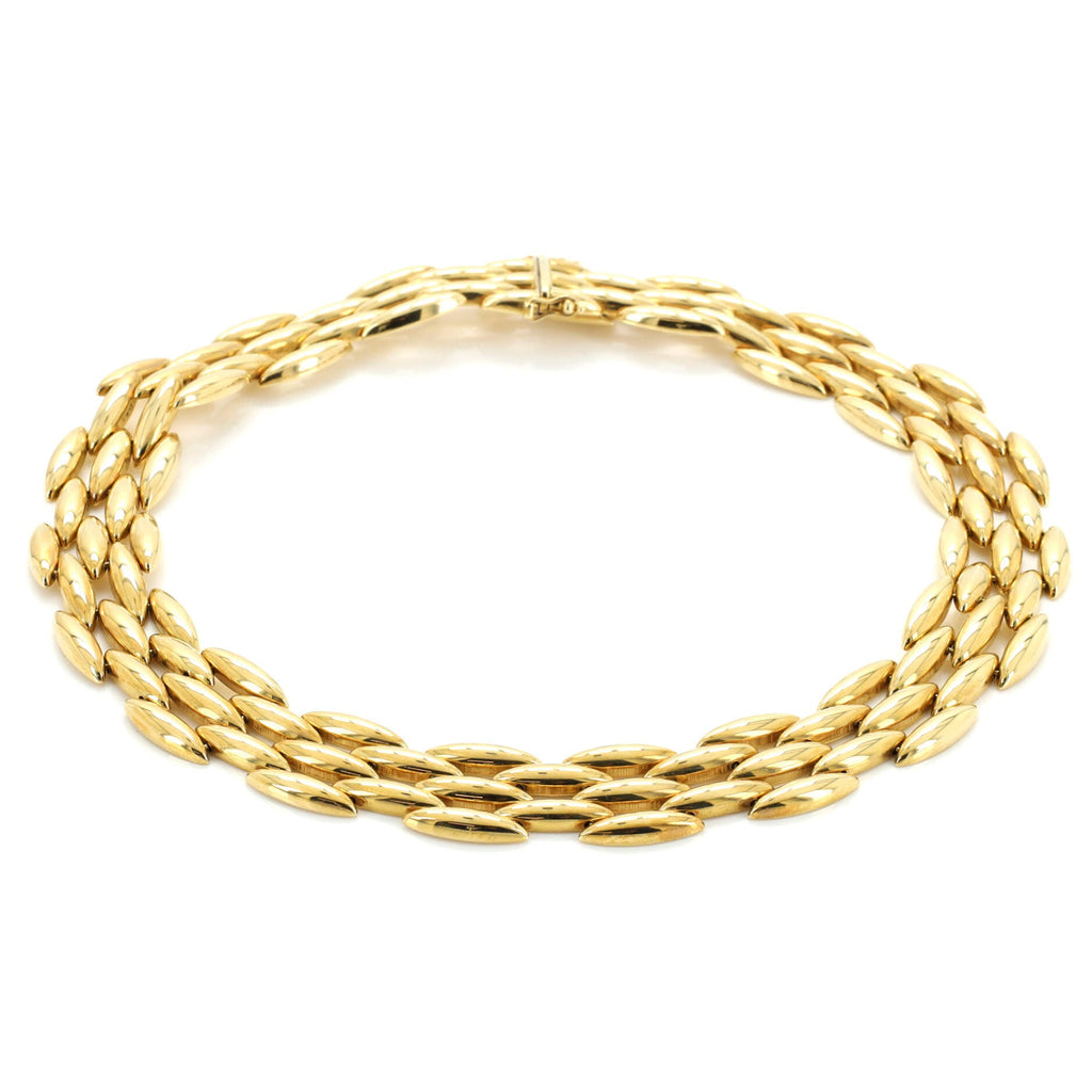 Vintage Gentiane 5 Row Link Necklace 18K Yellow Gold