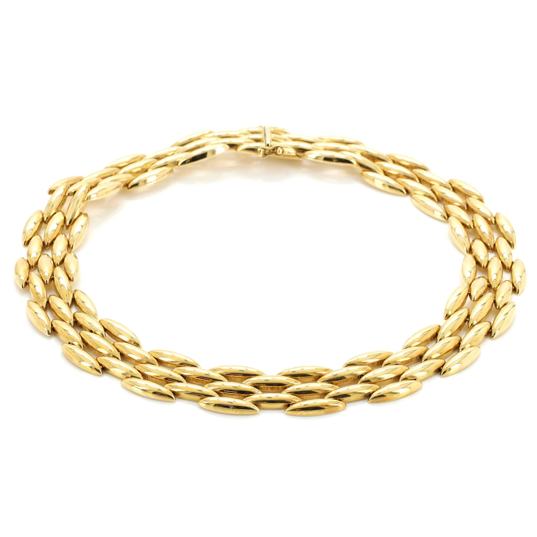 Vintage Gentiane 5 Row Link Necklace 18K Yellow Gold