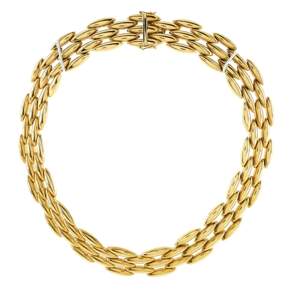 Vintage Gentiane 5 Row Link Necklace 18K Yellow Gold