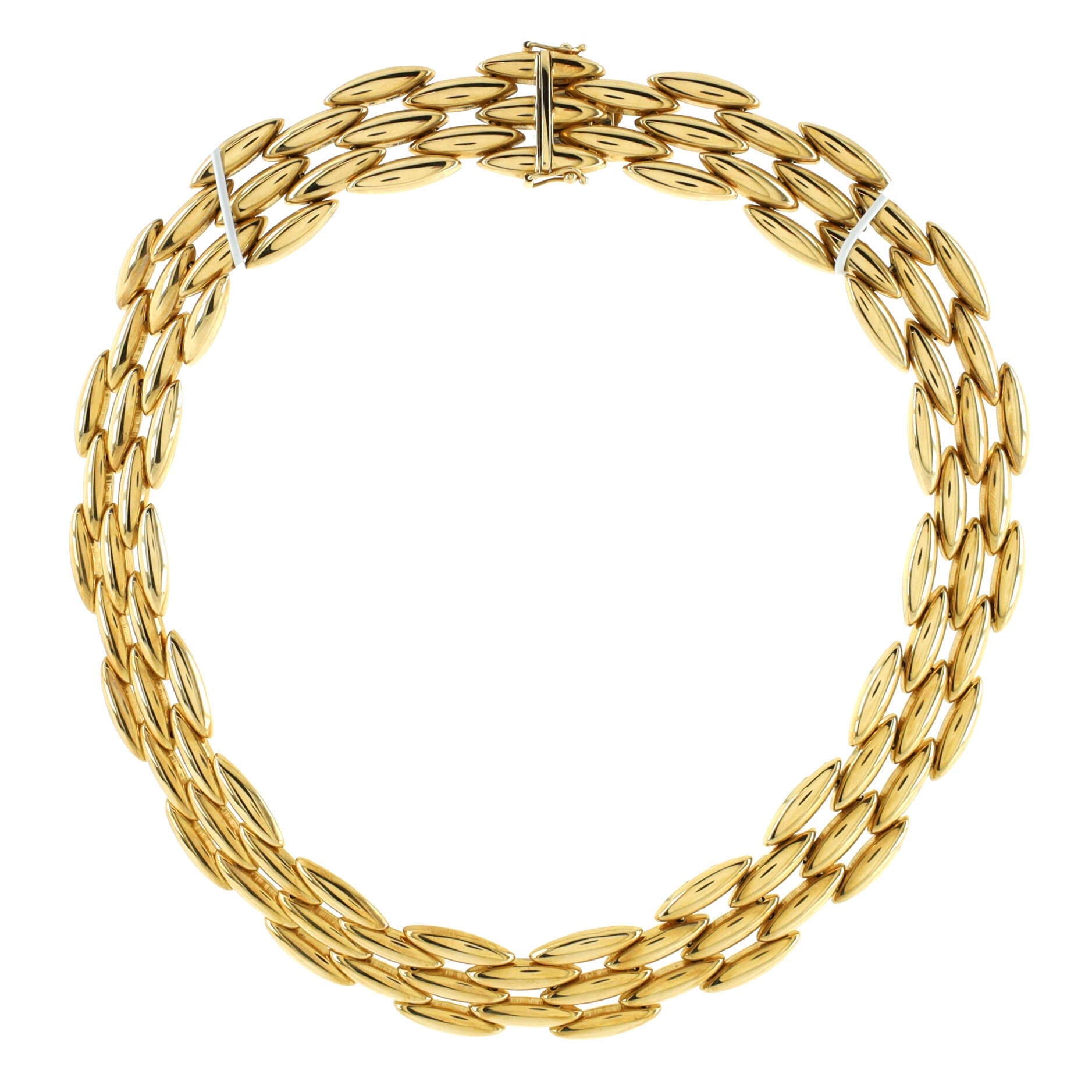 Vintage Gentiane 5 Row Link Necklace 18K Yellow Gold