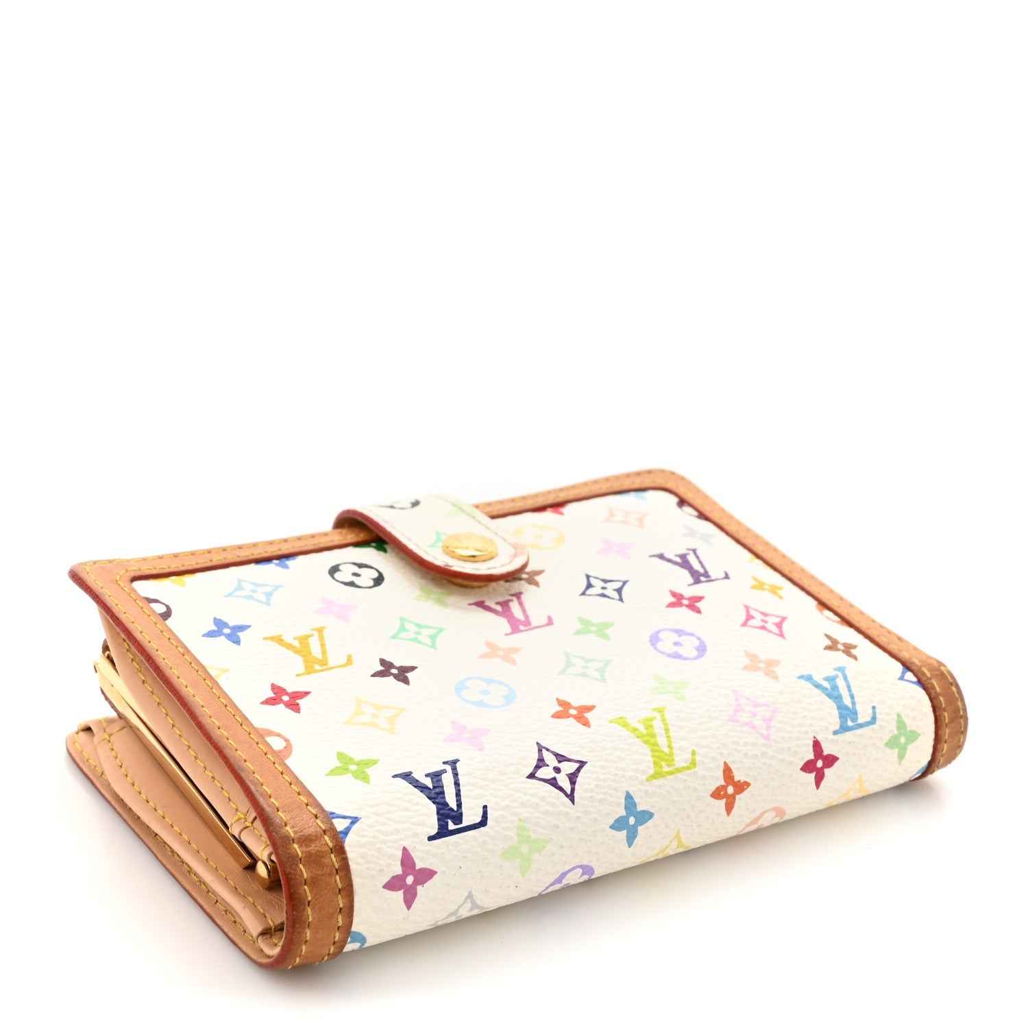 Monogram Multicolor French Purse Wallet White