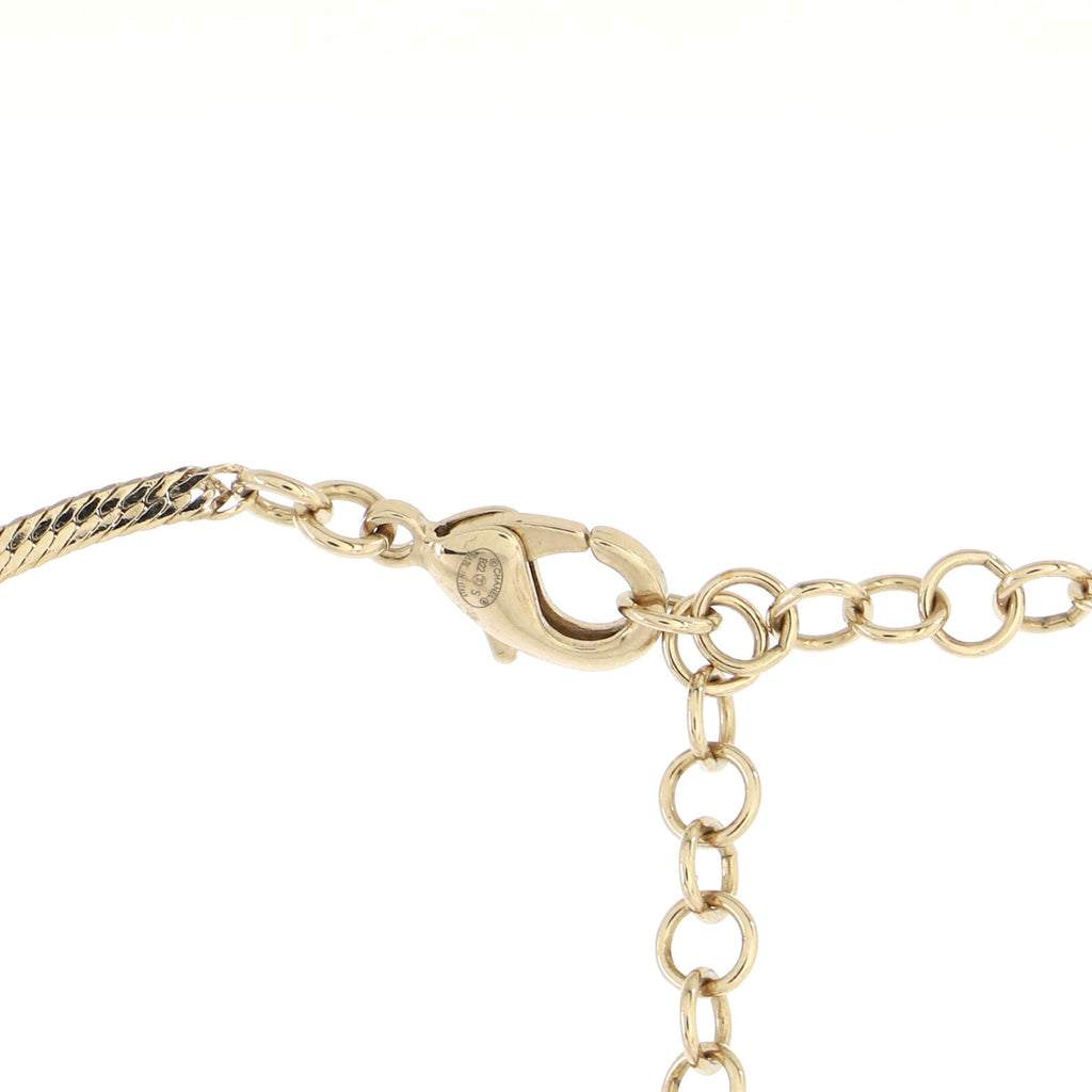 Quilted CC Pendant Snake Chain Necklace Metal with Crystals