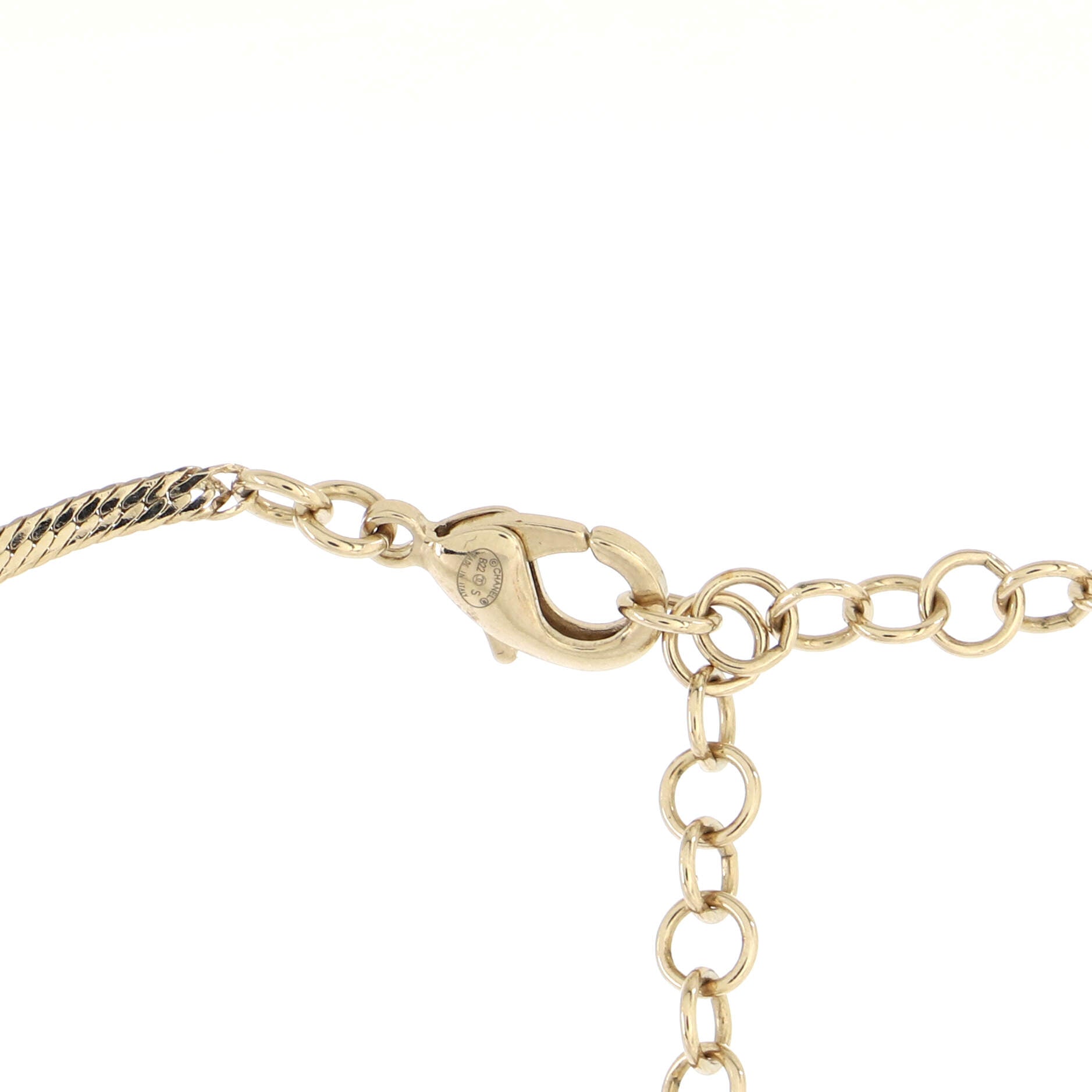 Quilted CC Pendant Snake Chain Necklace Metal with Crystals