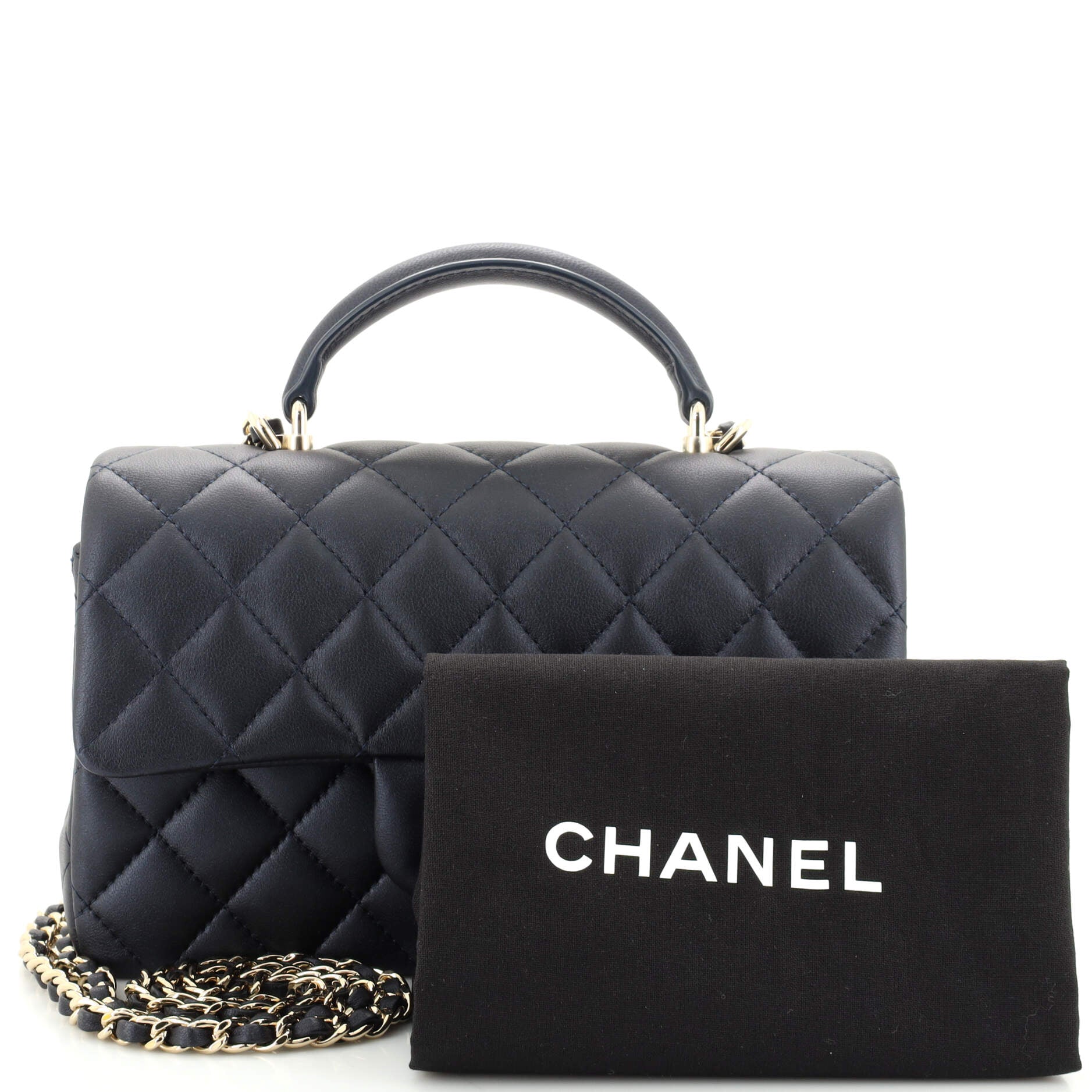 Classic Single Flap Top Handle Bag Quilted Lambskin Mini