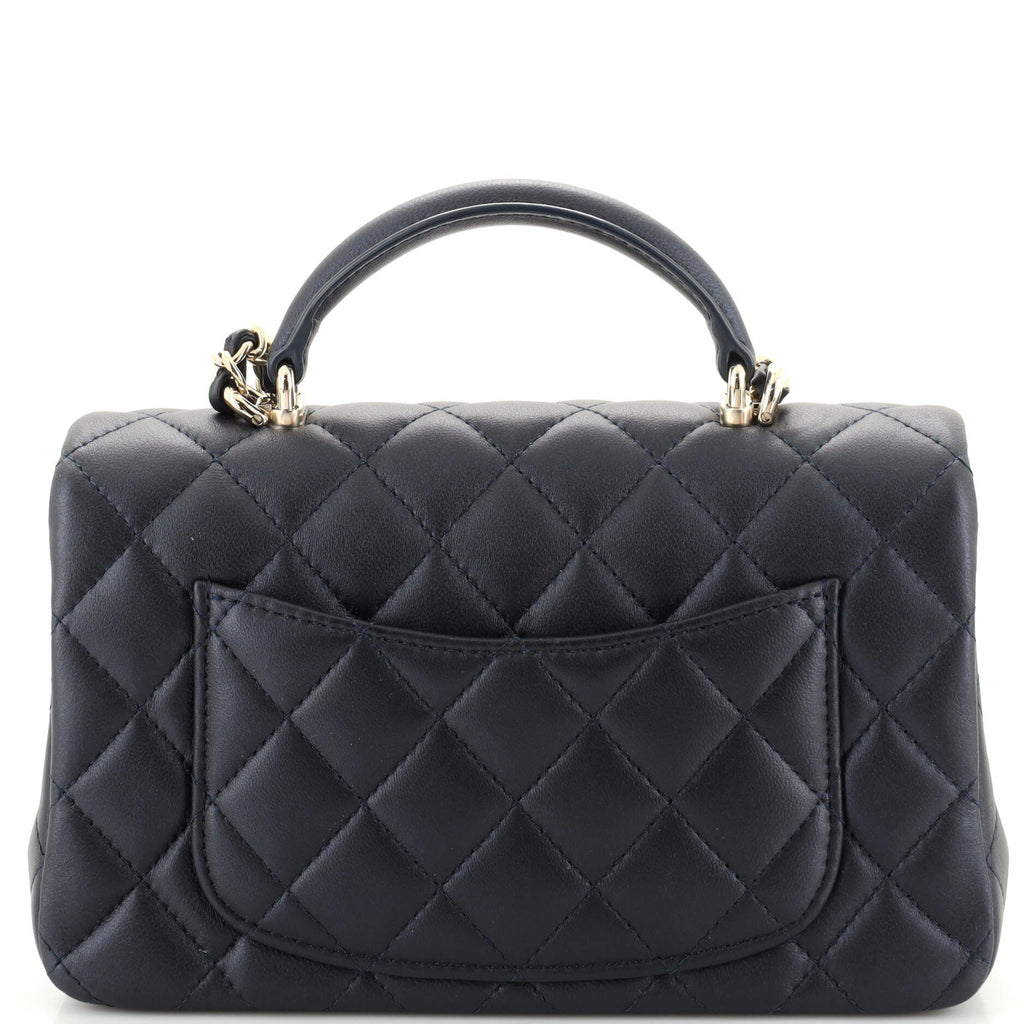 Classic Single Flap Top Handle Bag Quilted Lambskin Mini