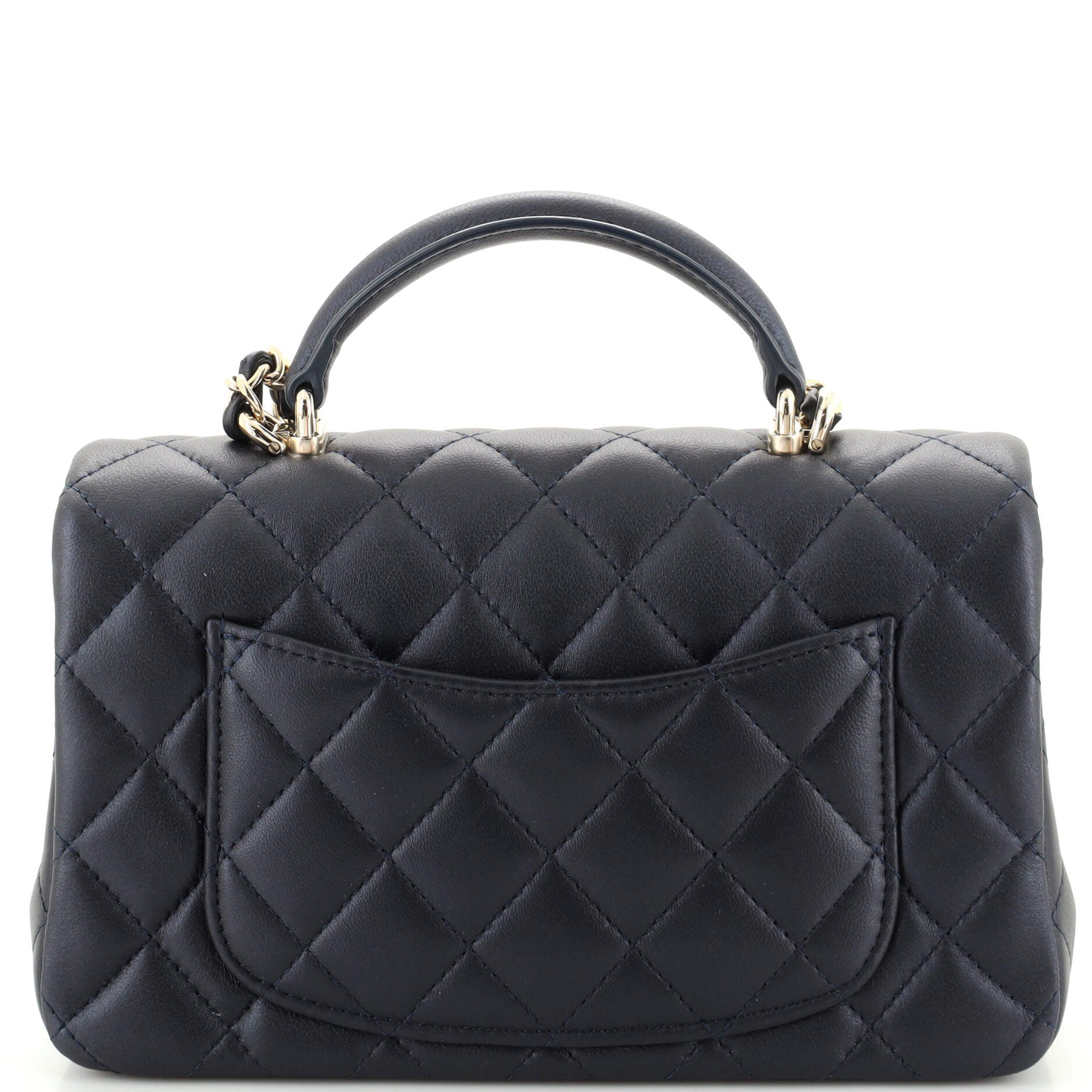Classic Single Flap Top Handle Bag Quilted Lambskin Mini