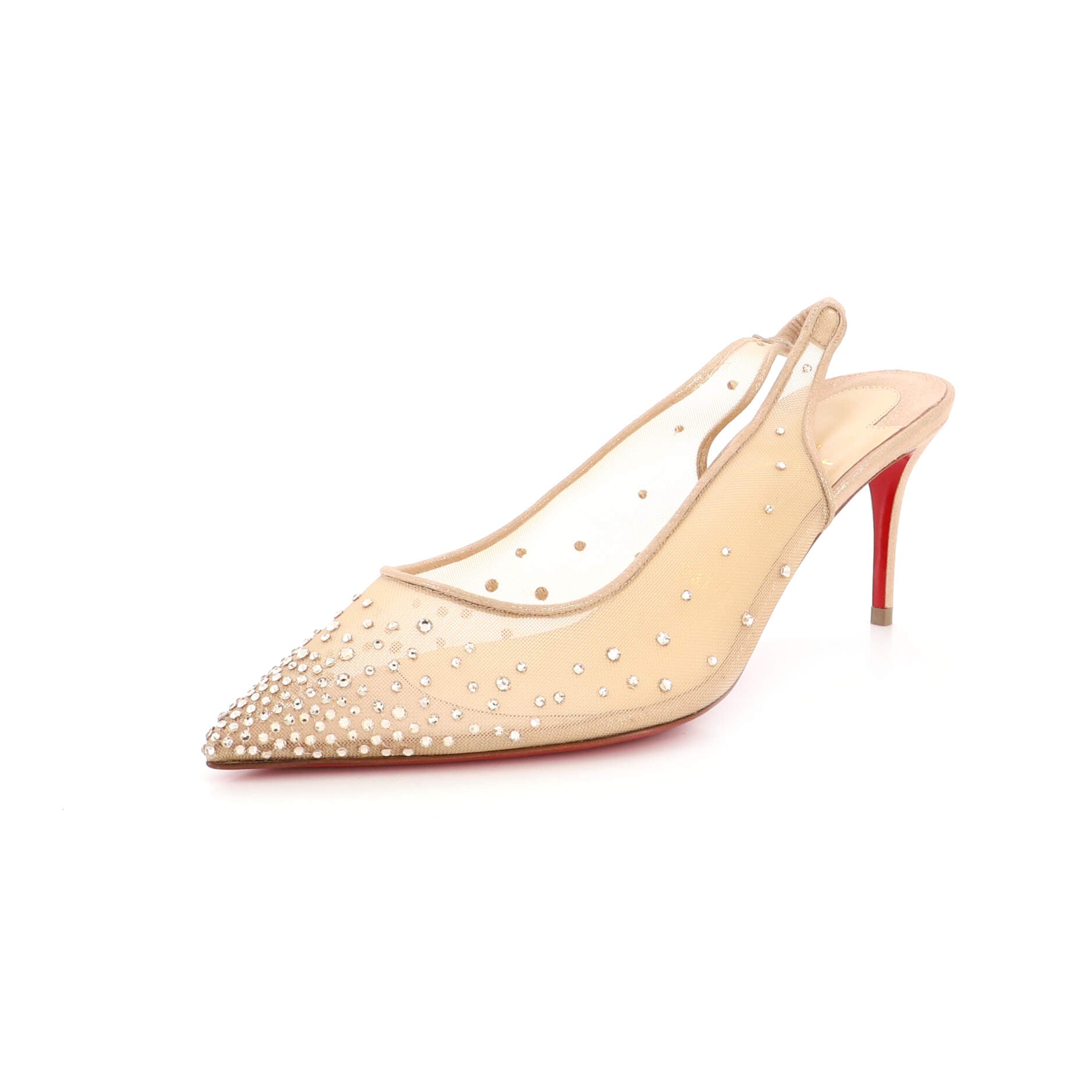 Women's Follies Strass Slingback Pumps Crystal Embellished Mesh 70