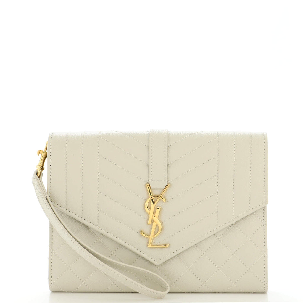 Classic Monogram Envelope Wristlet Clutch Mixed Matelasse Leather