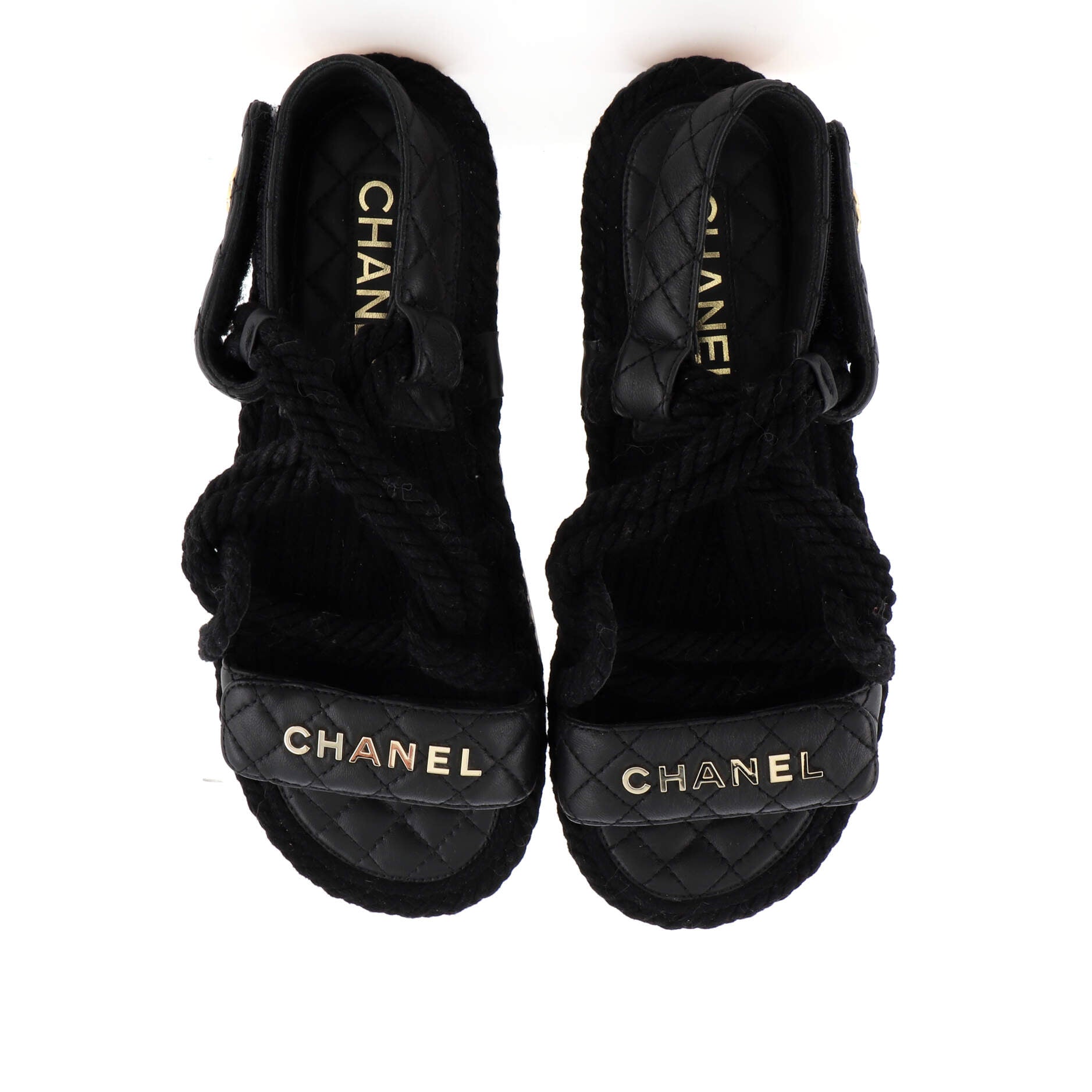 Women's Cord Velcro Dad Sandals Quilted Leather and Cork