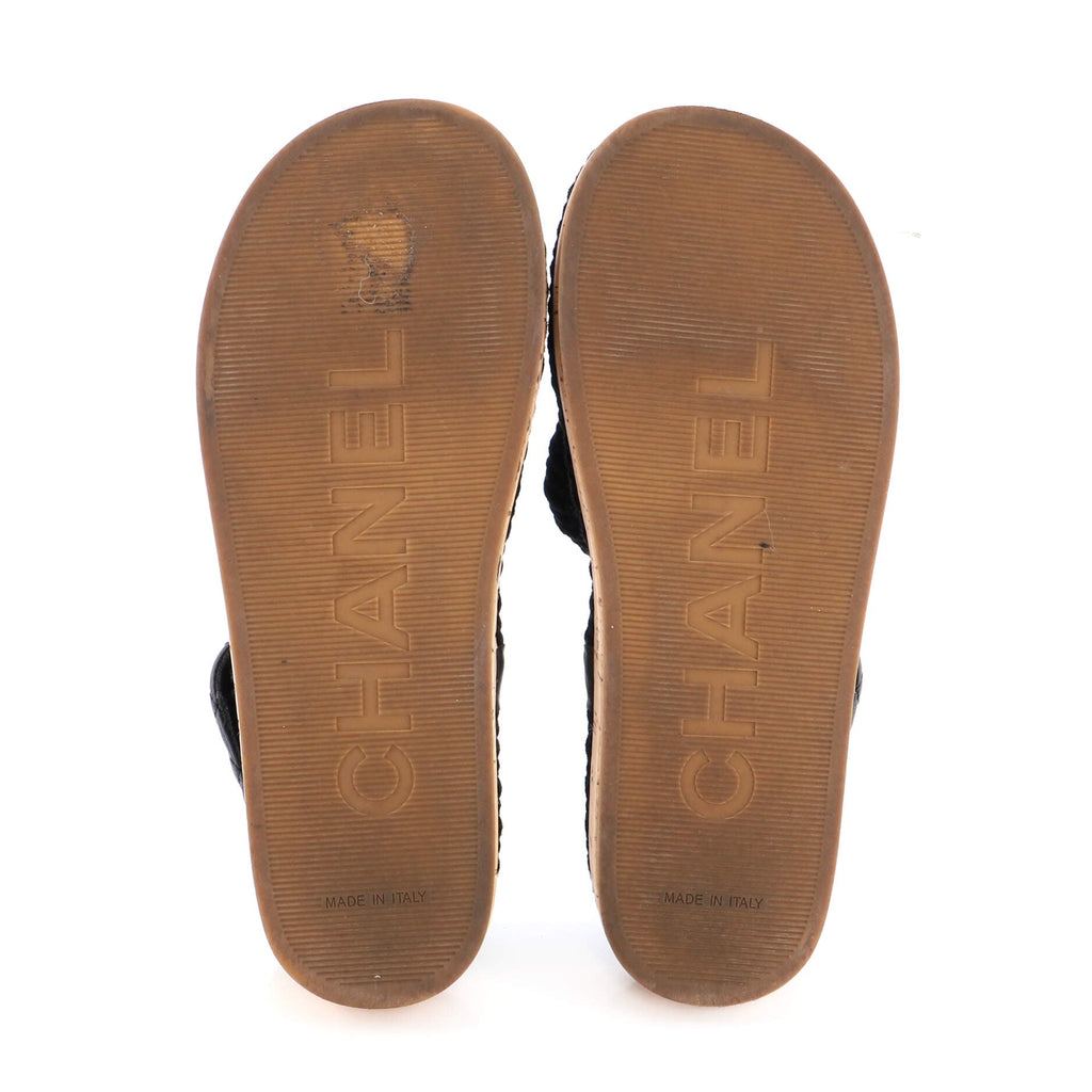 Women's Cord Velcro Dad Sandals Quilted Leather and Cork