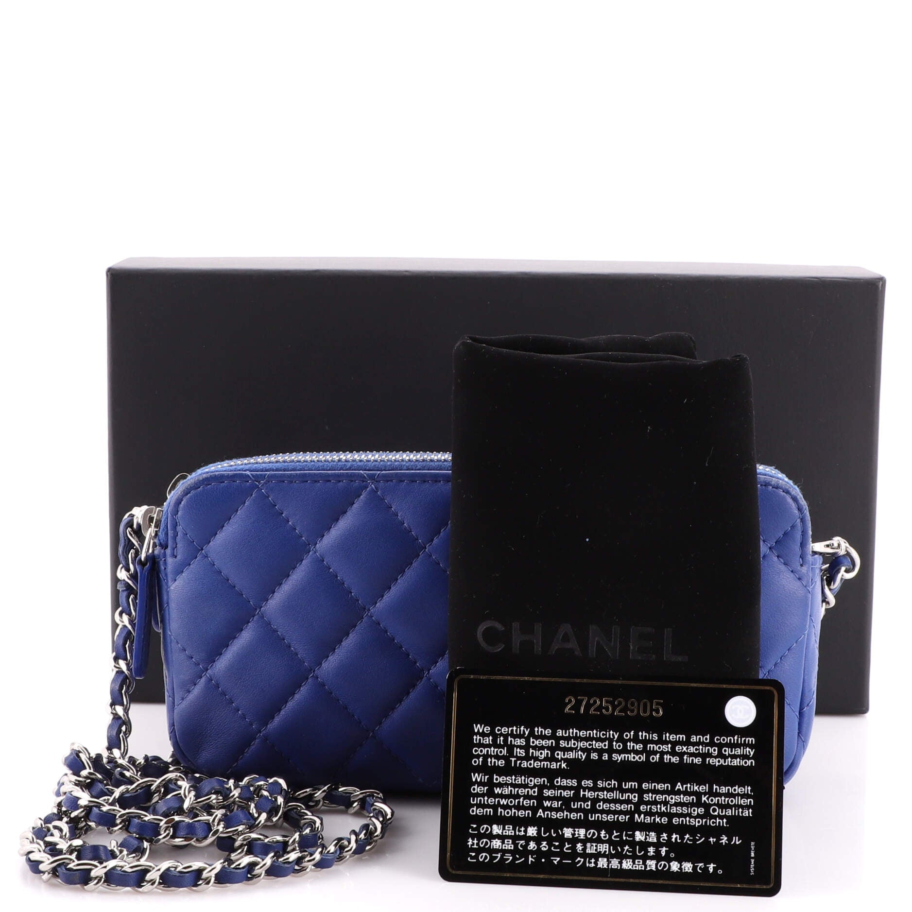 Double Zip Clutch with Chain Quilted Lambskin