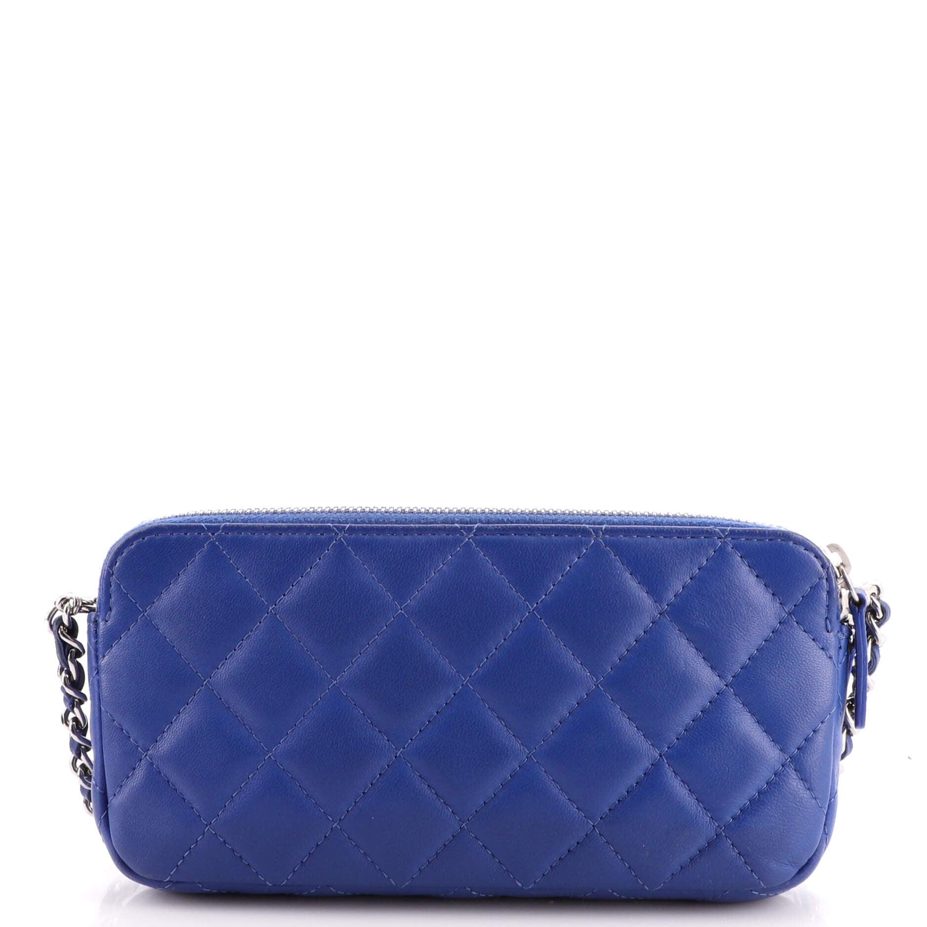 Double Zip Clutch with Chain Quilted Lambskin