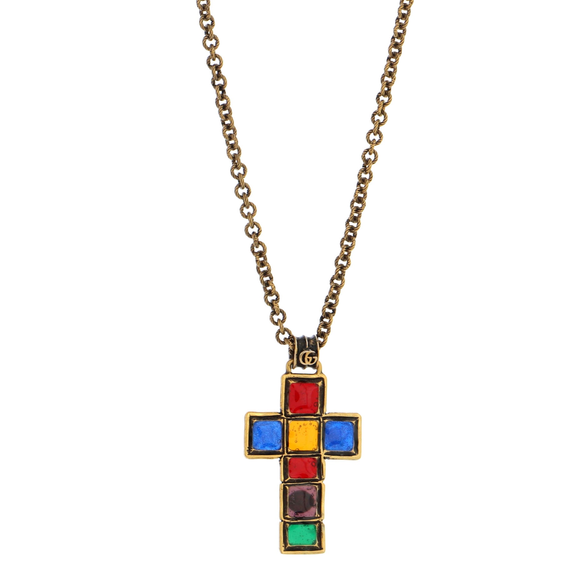 Cross Pendant Necklace Metal with Resin