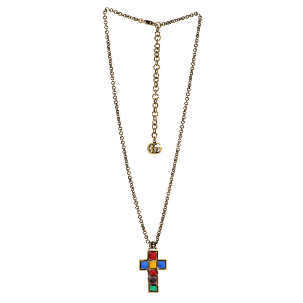 Cross Pendant Necklace Metal with Resin